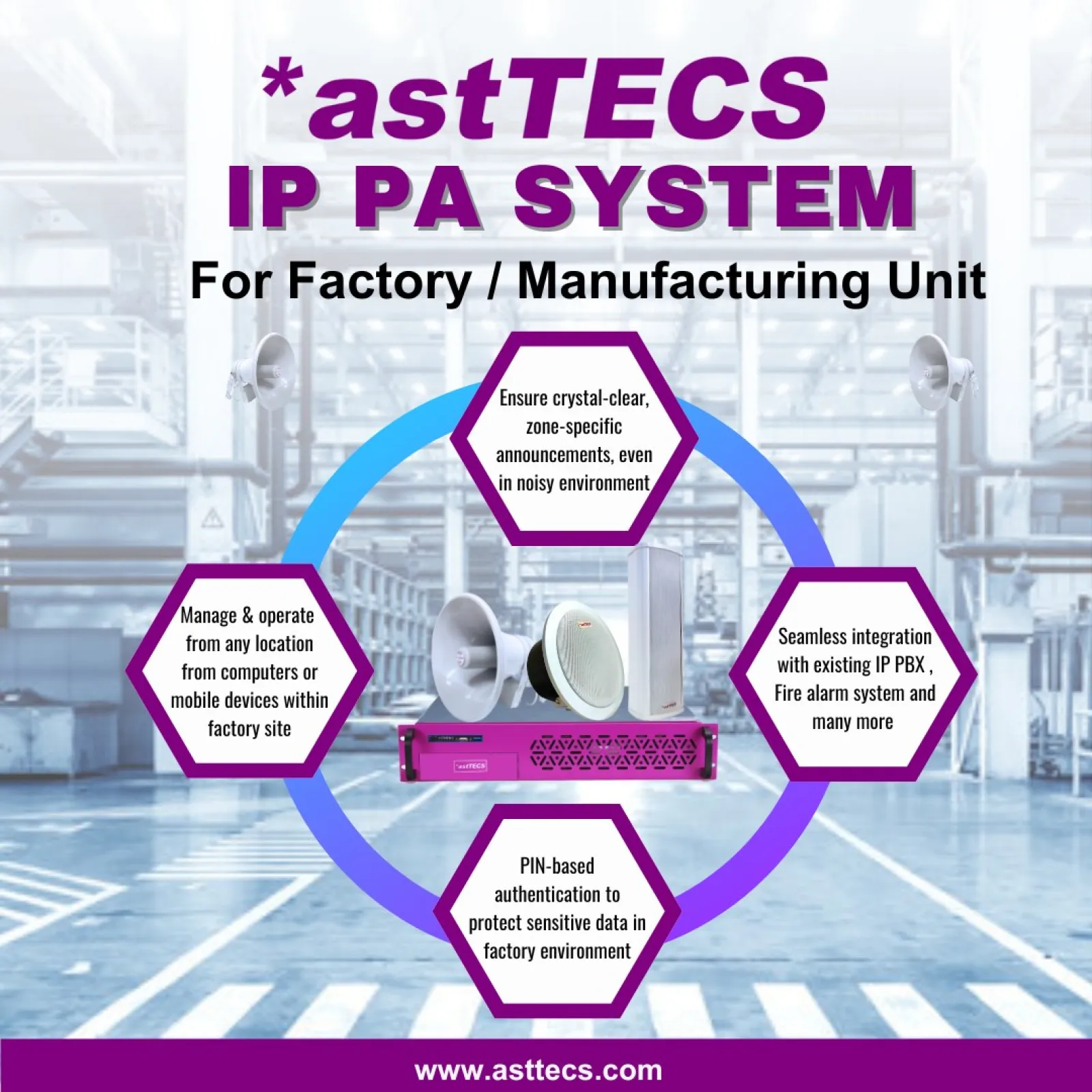 IP PA system for Manufacturing units / factories