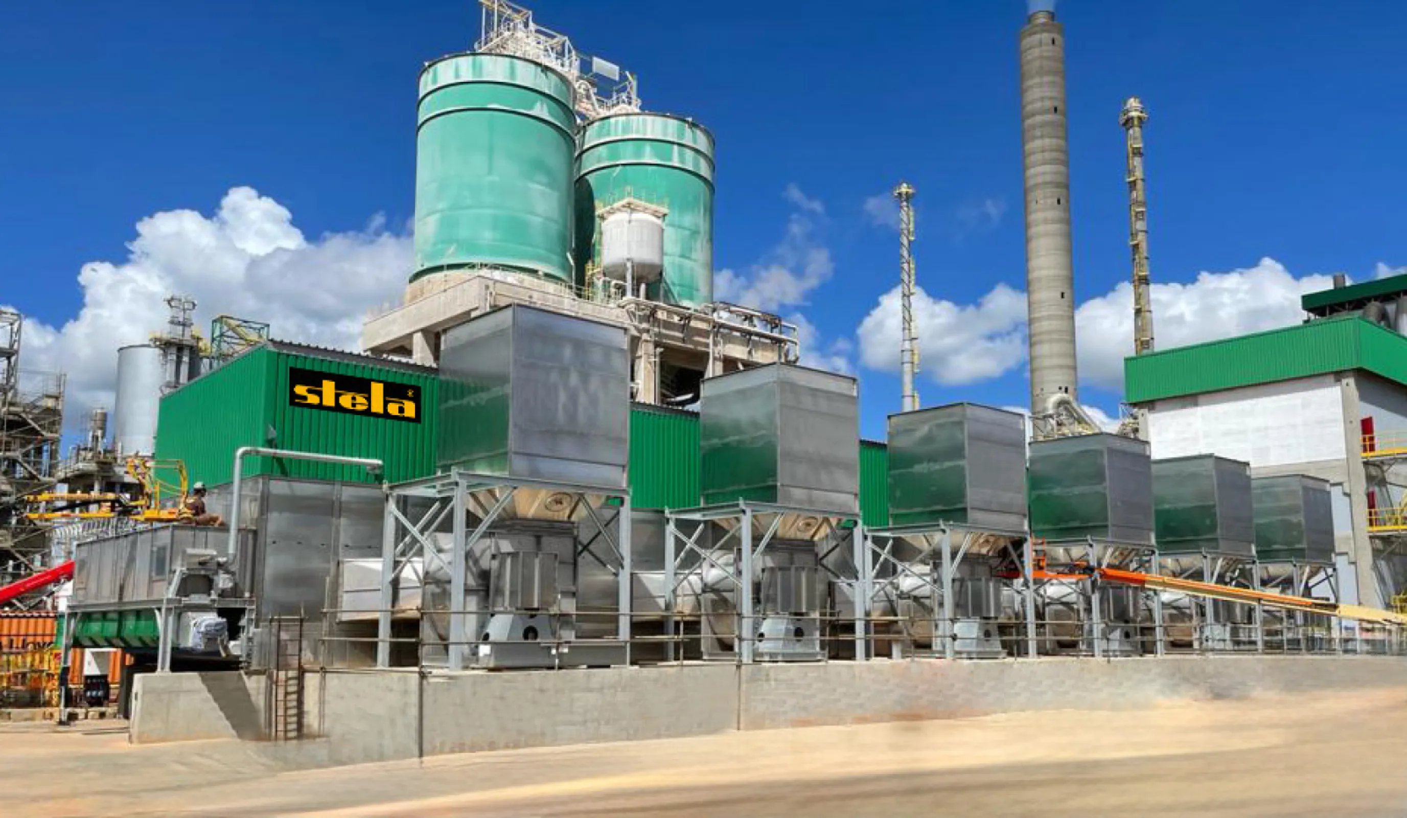 Low-temperature belt dryer type BT for drying eucalyptus chips in Brazil