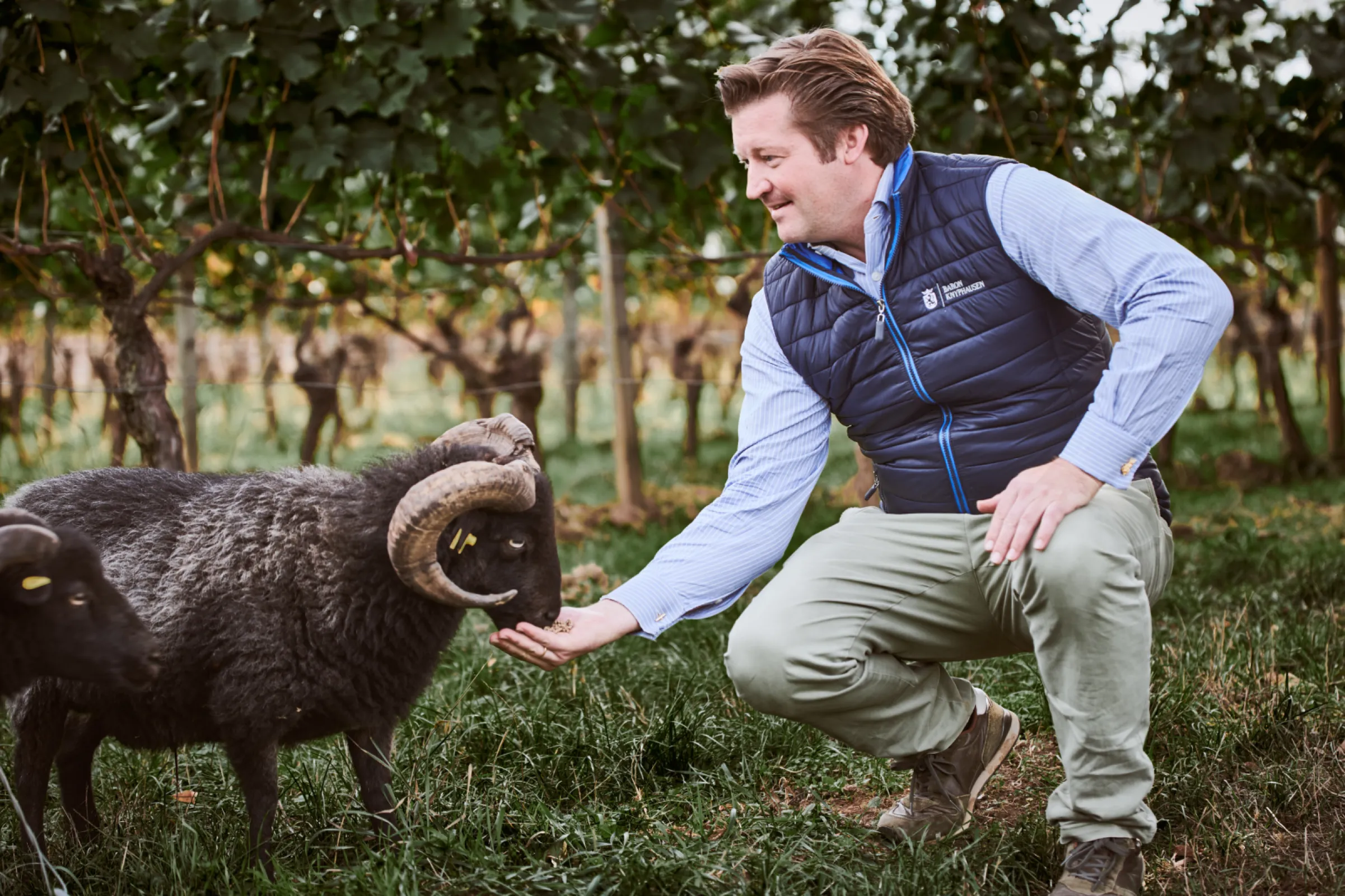Baron Frederik Knyphausen and one of our Quessant sheep.