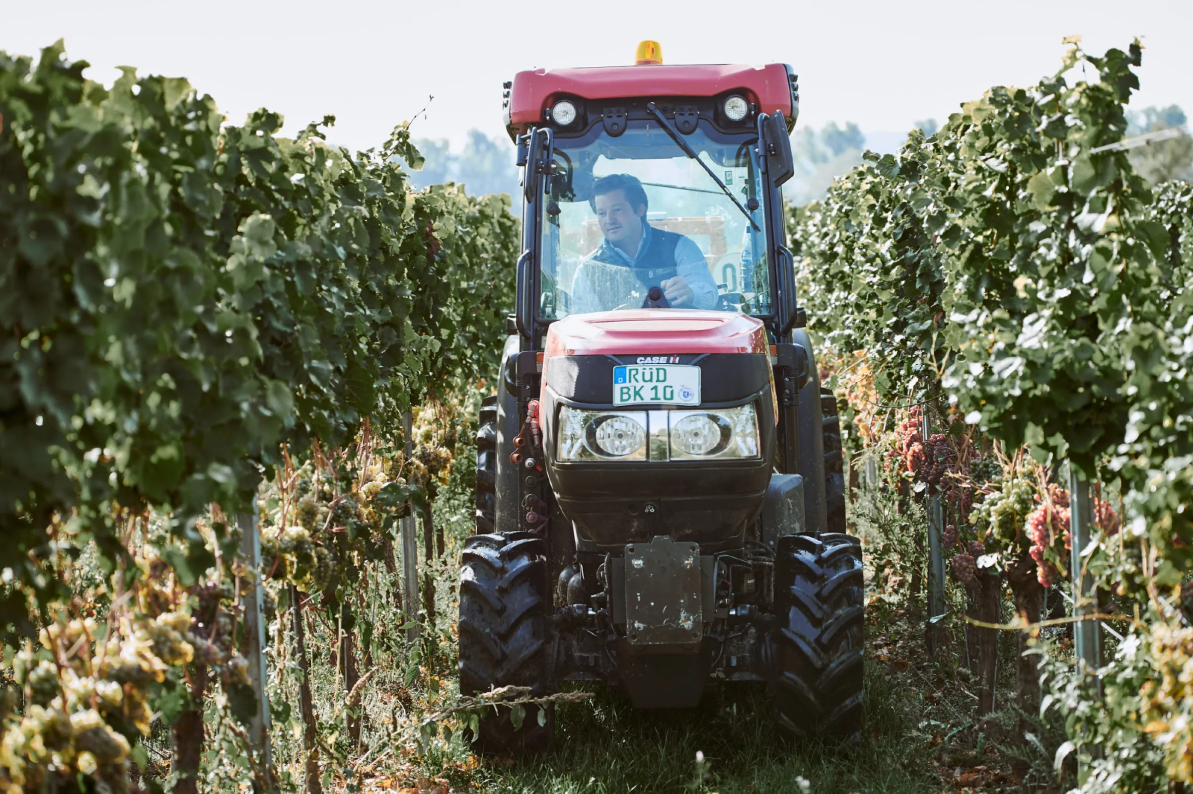 Baron Frederik Knyphausen on a tractor.