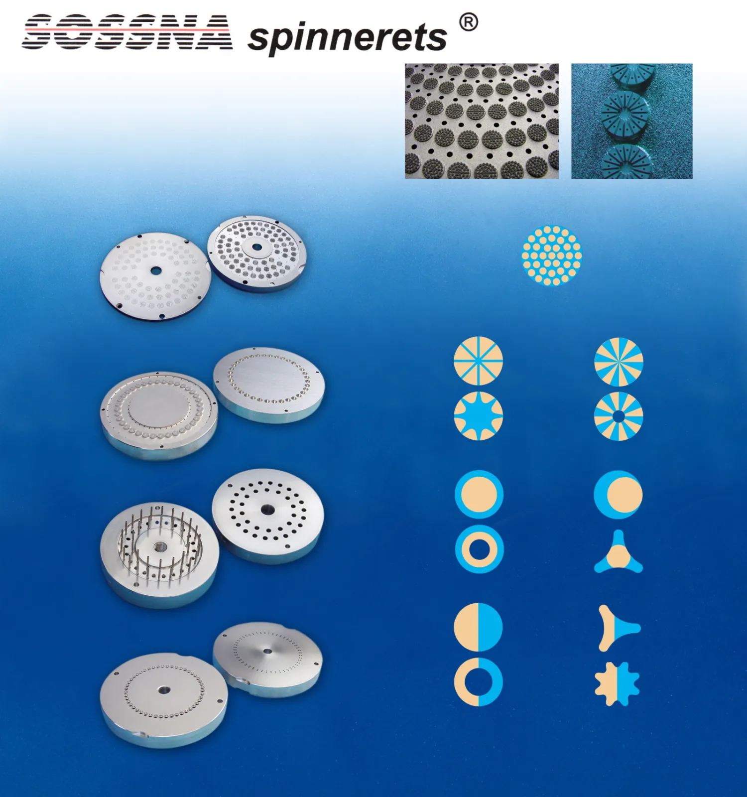 Spinnerets for bicomponent spinning