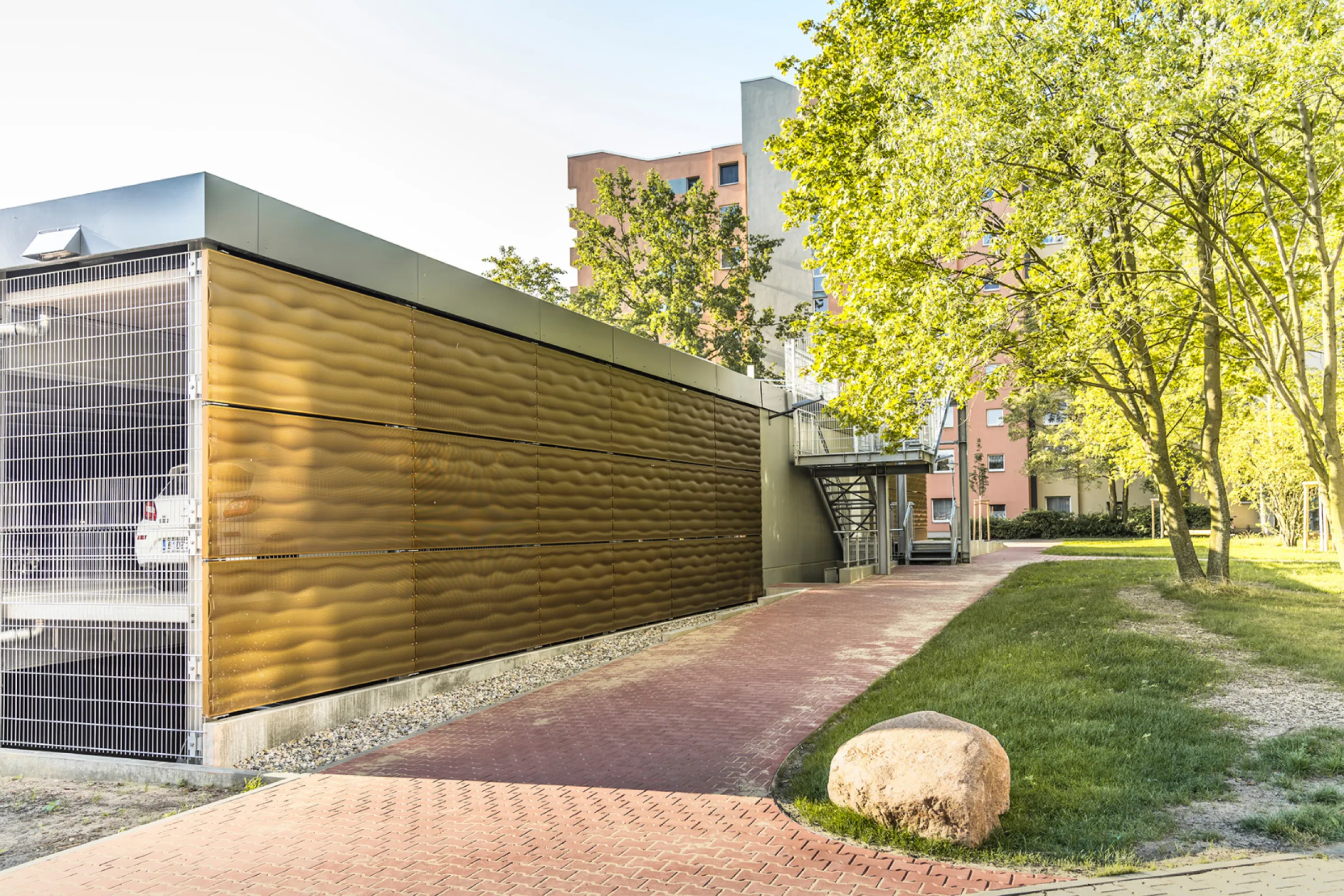 Wave opulent perforated colored - Parking area Berlin Germany