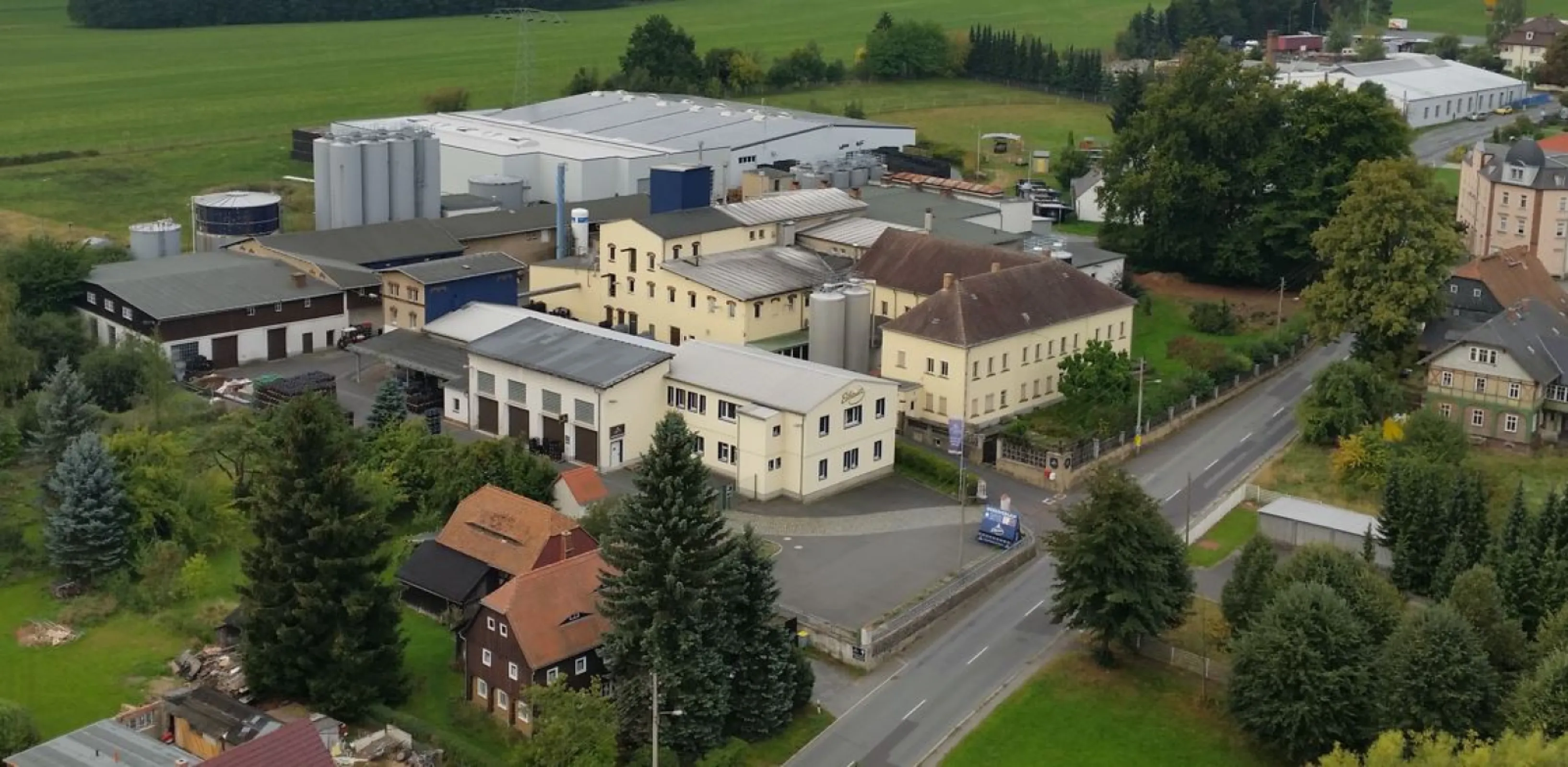 Aerial view of the brewery