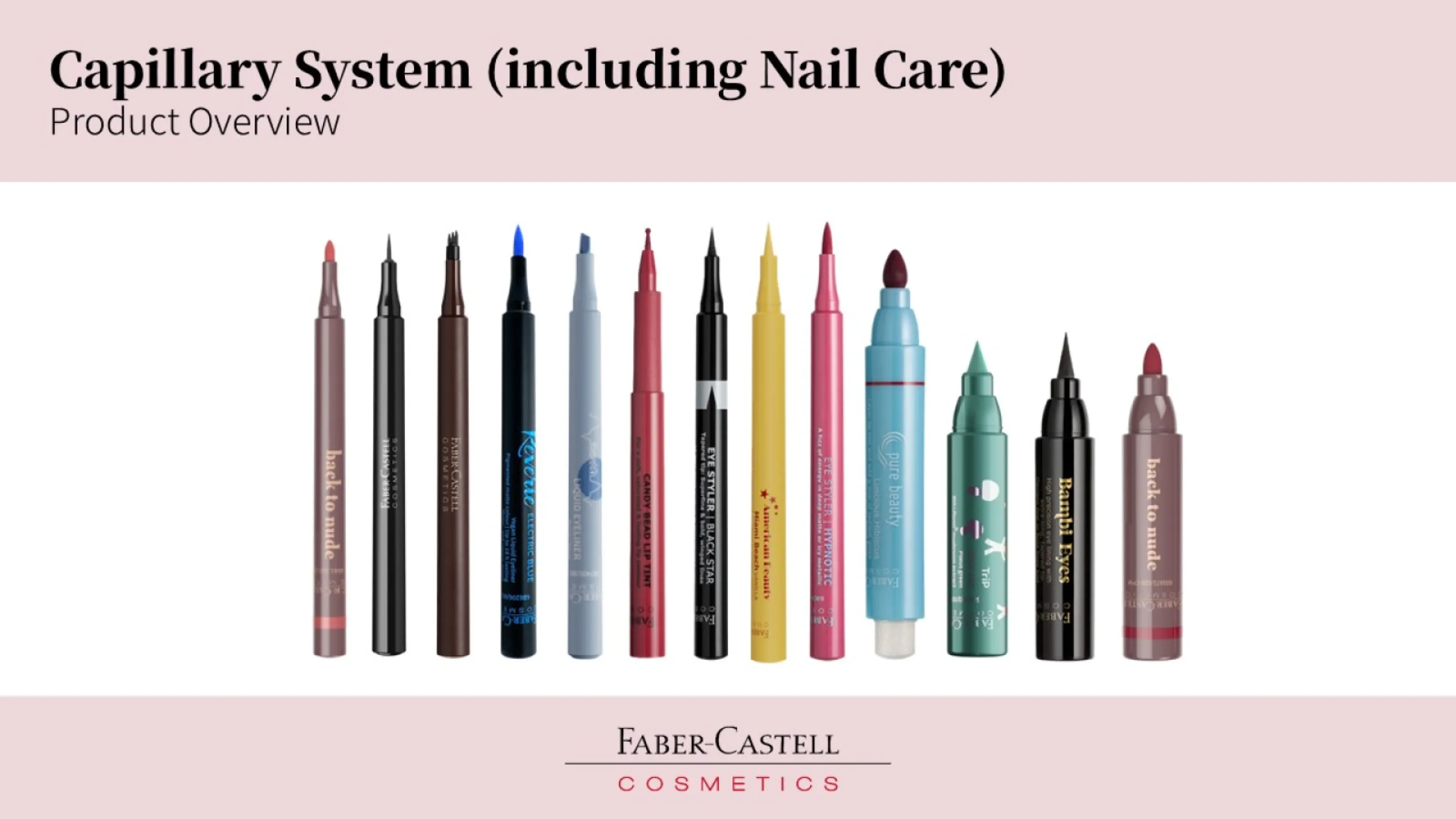 Our range of capillary system pencils - ideal for lip tints, precise eyeliners and transparent nail care pencils