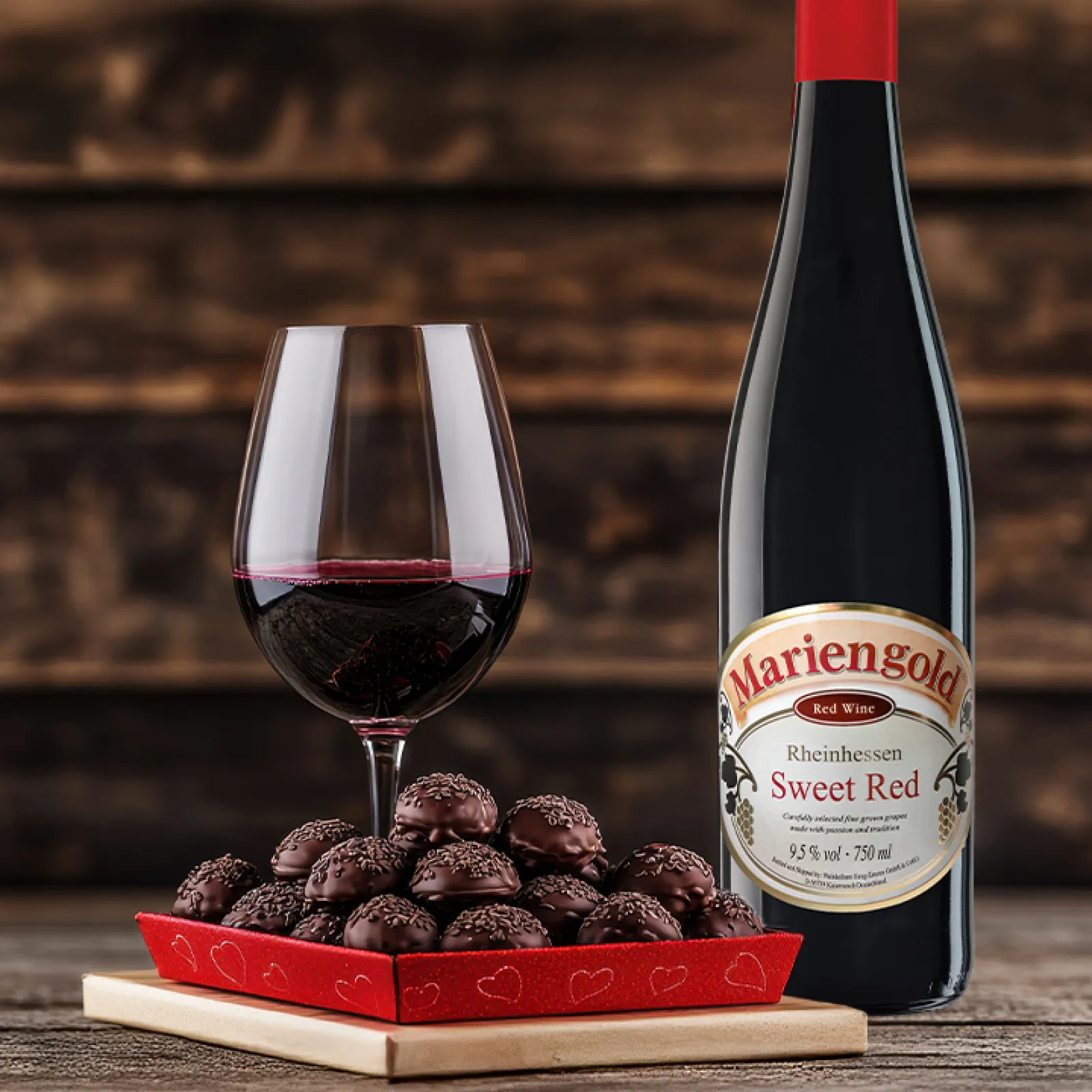 Mariengold® Sweet Red – Carefully selected, fine grapes, produced with passion and tradition, characterize the fine wines of Mariengold.