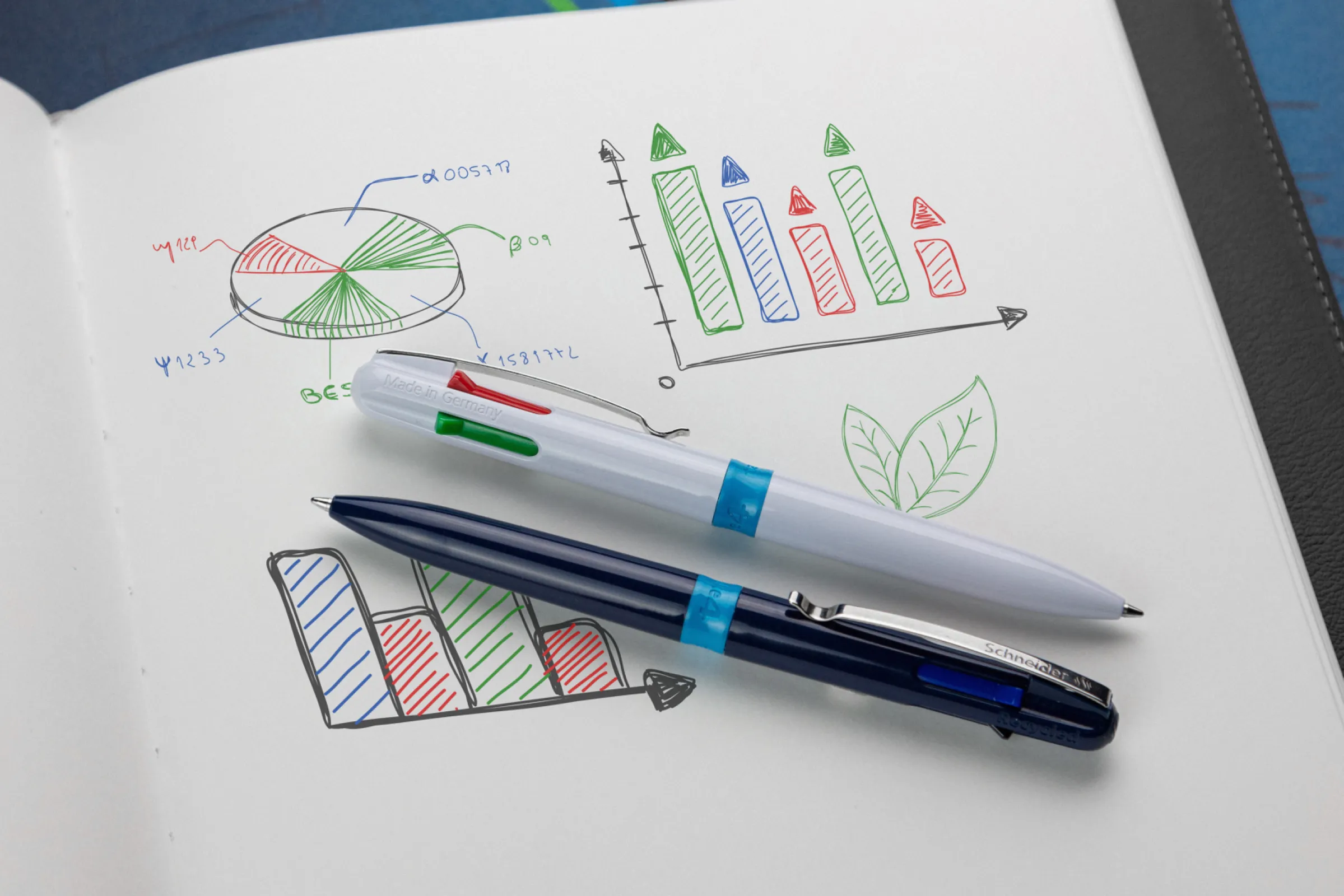 Ballpoint pen Take 4 with four different inks, to barrel colours