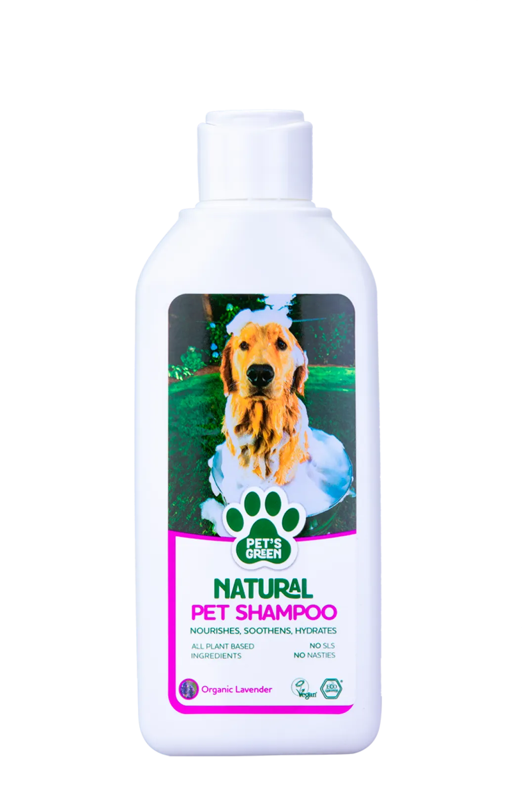 Pet's Green Natural Pet Shampoo * With natural ingredients * Protects your pet's sensitive skin * No SLS, no nasties * Certified