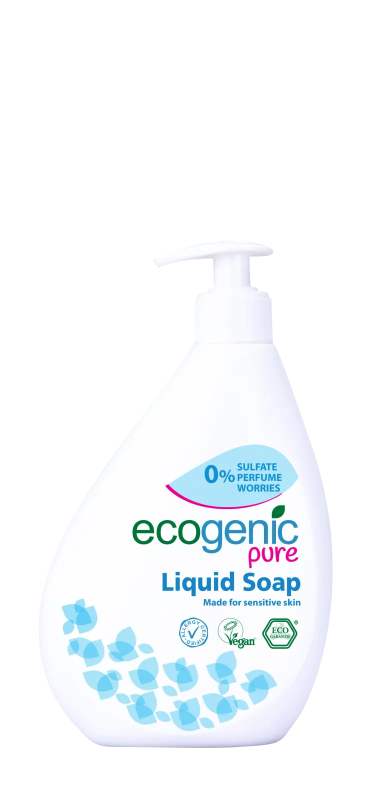 ECOGENIC PURE LIQUID SOAP - Ecogenic Pure Liquid Hand Soap is made from Plant oil for safe hand washing of baby and sensitive skin. * Natural glycerin helps to protect your hands, leaves soft and smooth feeling on skin. * Unscented * Certified.
