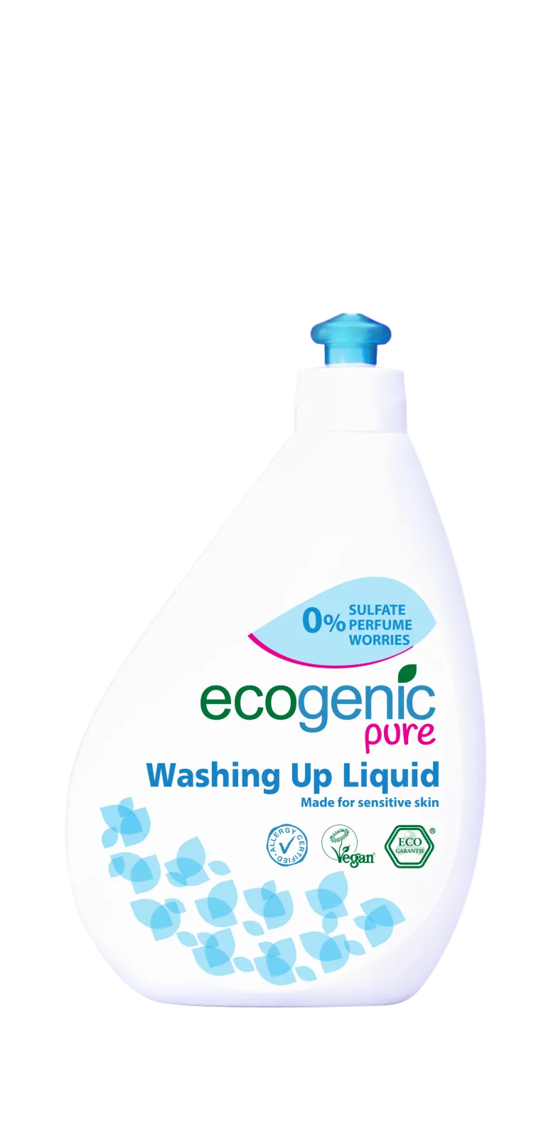 ECOGENIC PURE DISHWASHING LIQUID - Ecogenic Pure Washing Up Liquid is a sulfate-free and grease-cutting cleanser made from plants. * Special formulation suitable for sensitive and allergic skin, this skin-nourishing dish soap cleans all dishes, cutlery, baby utensils, etc. * Effective, even with cold water. * Unscented * Certified.