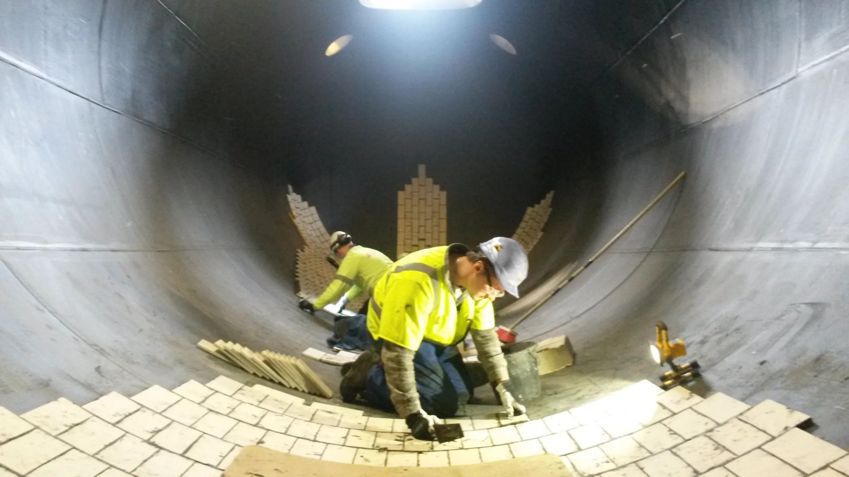 Brick lining works on site