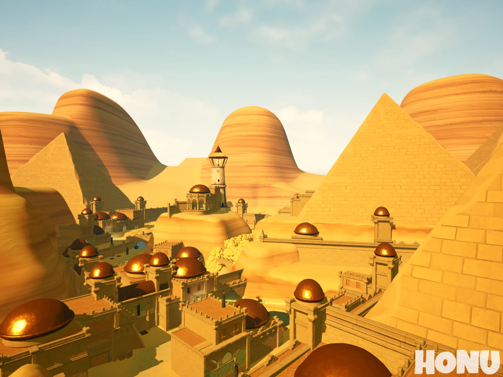 Level Two Overview 1 – Set in a desert environment, providing a distinct visual and thematic shift.