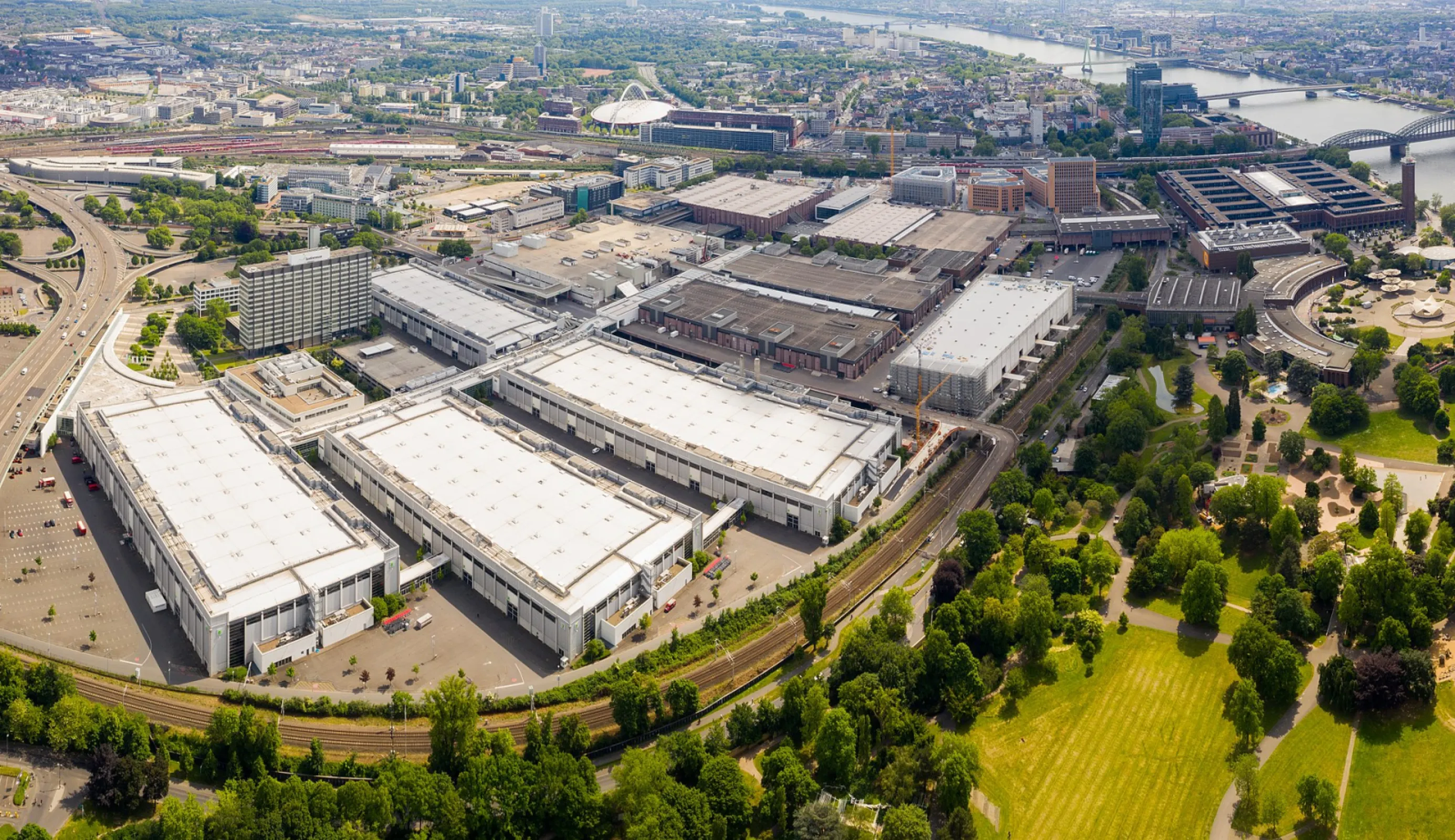 Aerial view Koelnmesse halls
