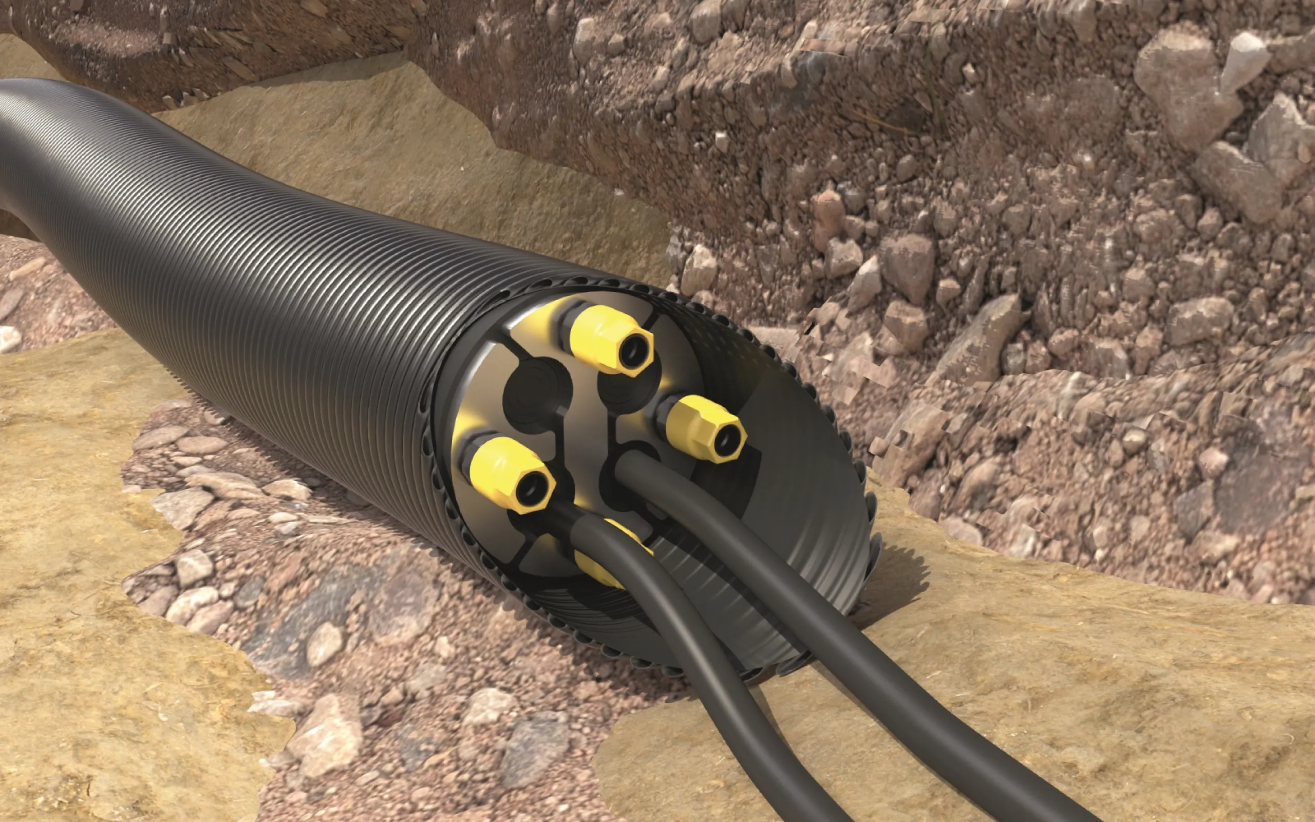 KRASO® Sealing Insert type IN-GR® 110 – split. Sealing insert for internal sealing of one or more media pipes or cables in cable protection hoses