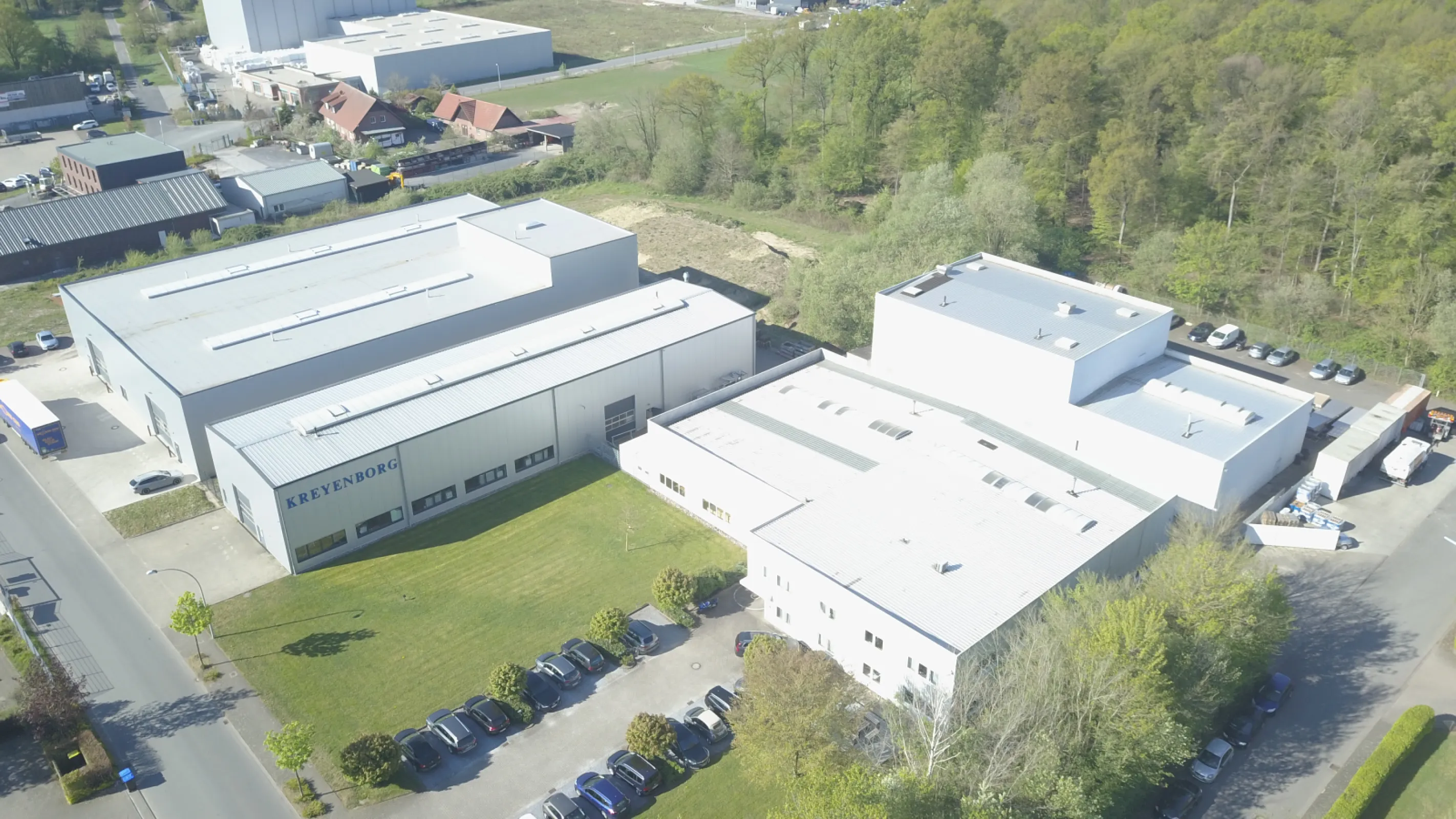Production halls in Senden, North Rhine-Westphalia, in Germany