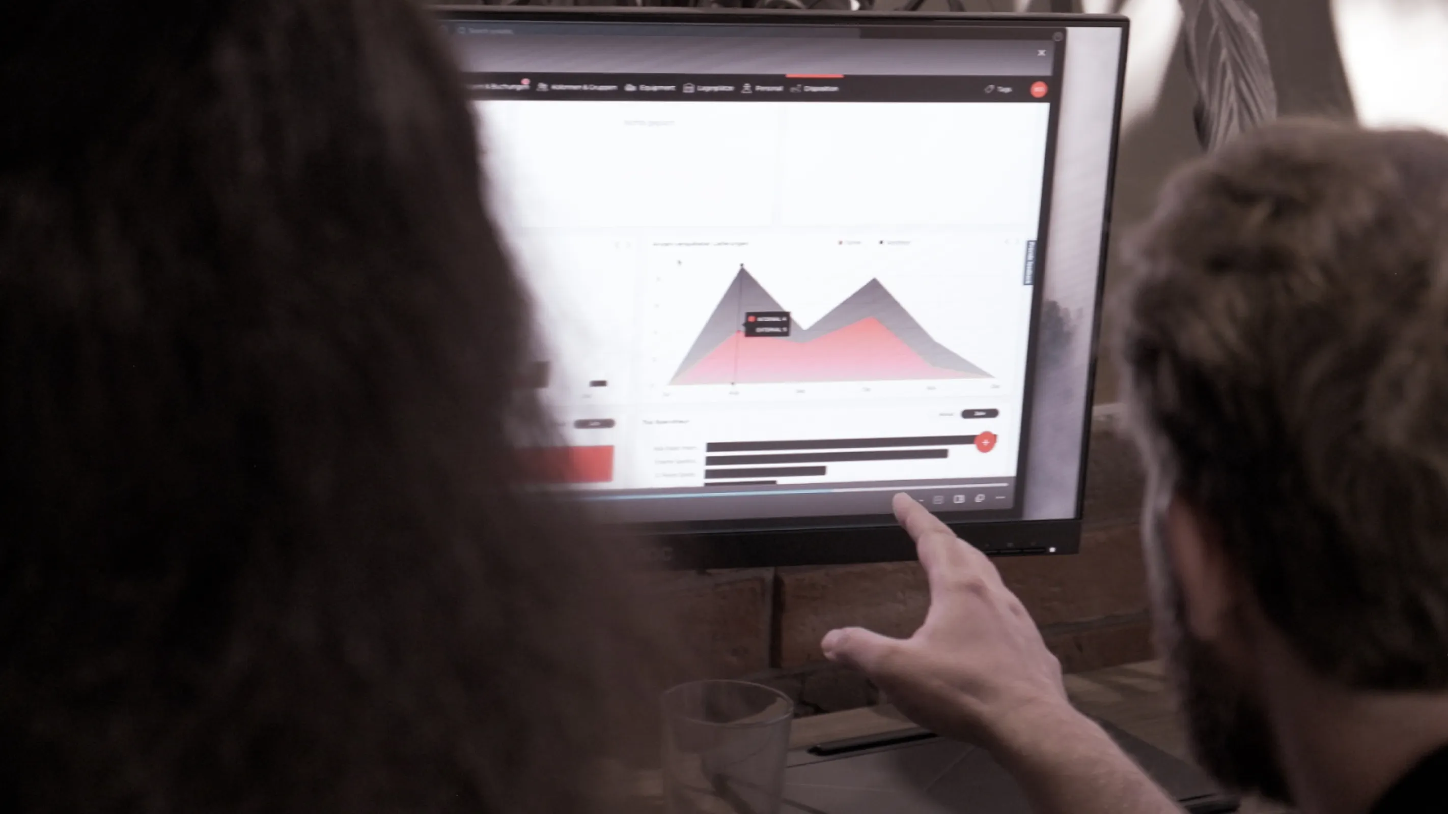 User working with SAM's analytics dashboard to review equipment usage and planning data.
