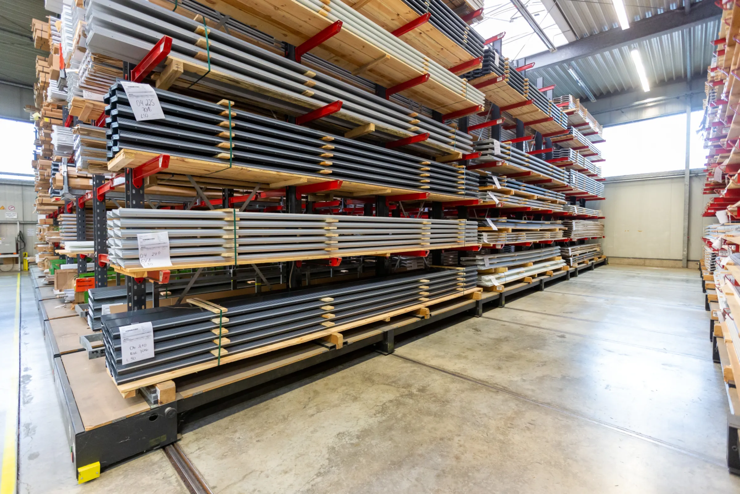 mobile cantilever racking. Compact storage on a small footprint