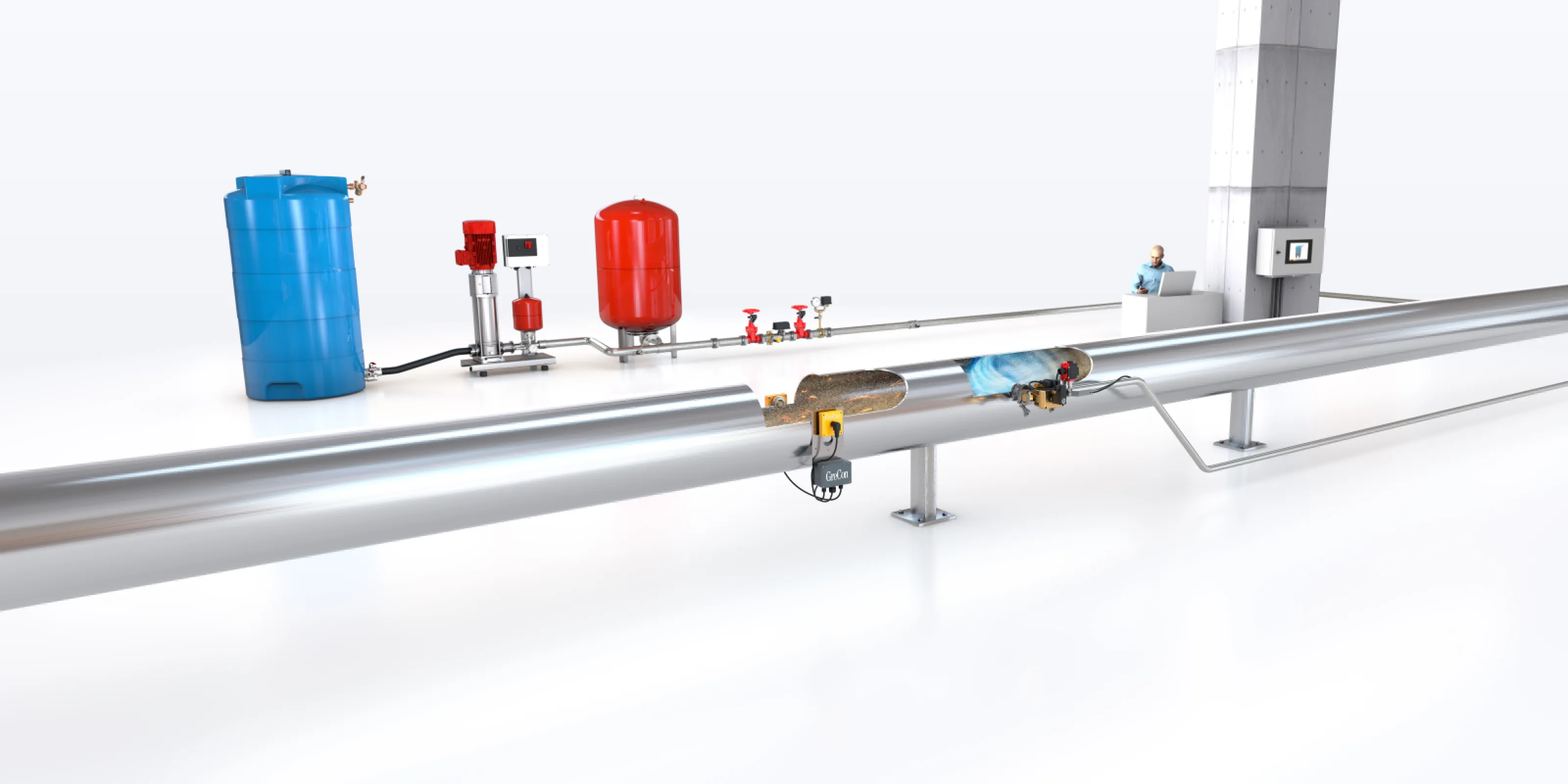 Spark Extinguishing System - The GreCon spark extinguishing system detects and eliminates ignition initials BEFORE a fire or dust explosion occurs. Infrared detectors monitor conveying paths and, if necessary, trigger e.g. a high-speed water extinguishing within a few milliseconds. This process runs in the background without interrupting production. Spark Extinguishing System - The GreCon spark extinguishing system detects and eliminates ignition initials BEFORE a fire or dust explosion occurs. Infrared detectors monitor conveying paths and, if necessary, trigger e.g. a high-speed water extinguishing within a few milliseconds. This process runs in the background without interrupting production.