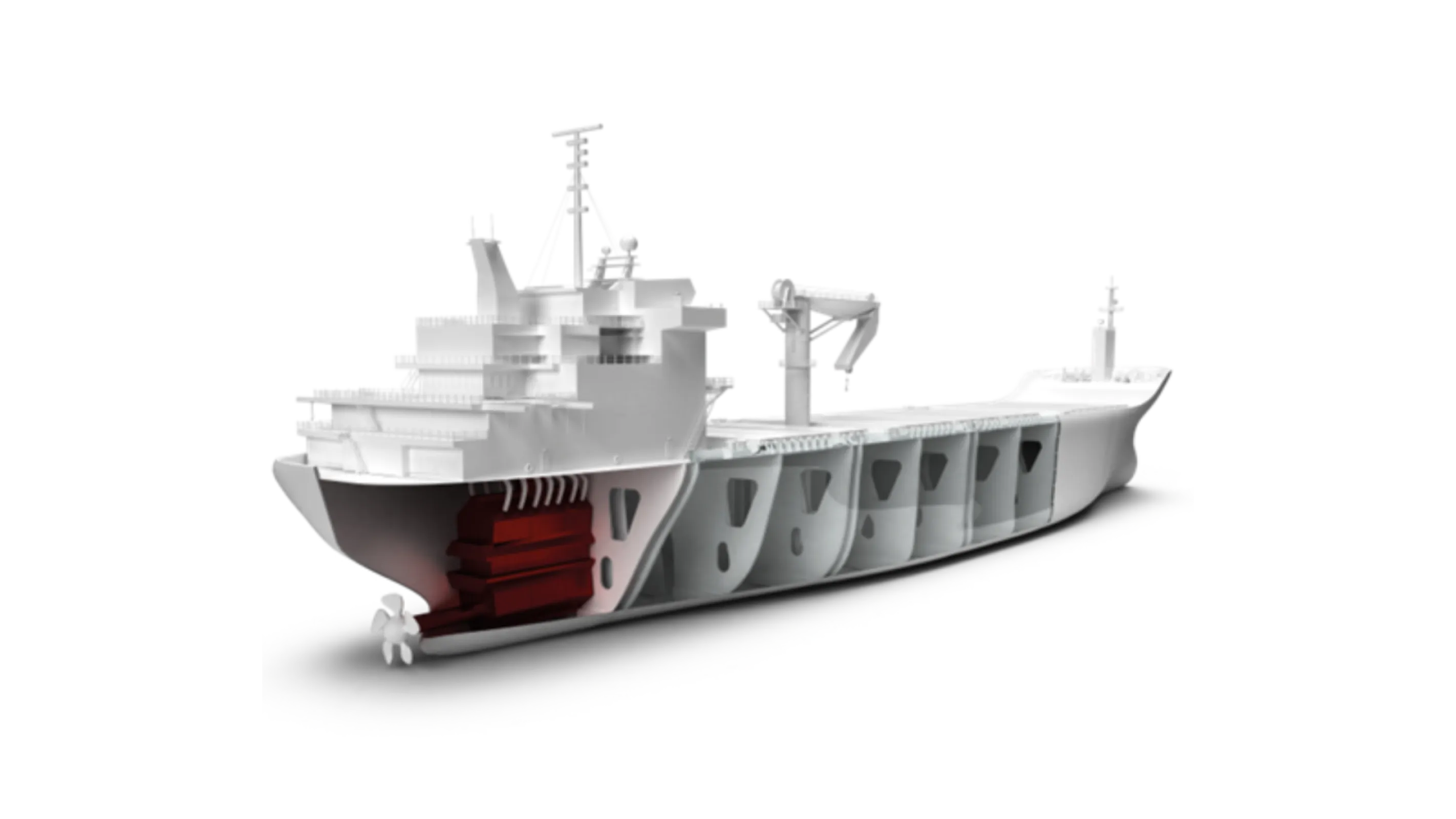 Marine propulsion systems demand maximum reliability. The highlighted engine area illustrates where ROTEC measurement technology enables precise vibration analysis for ships.