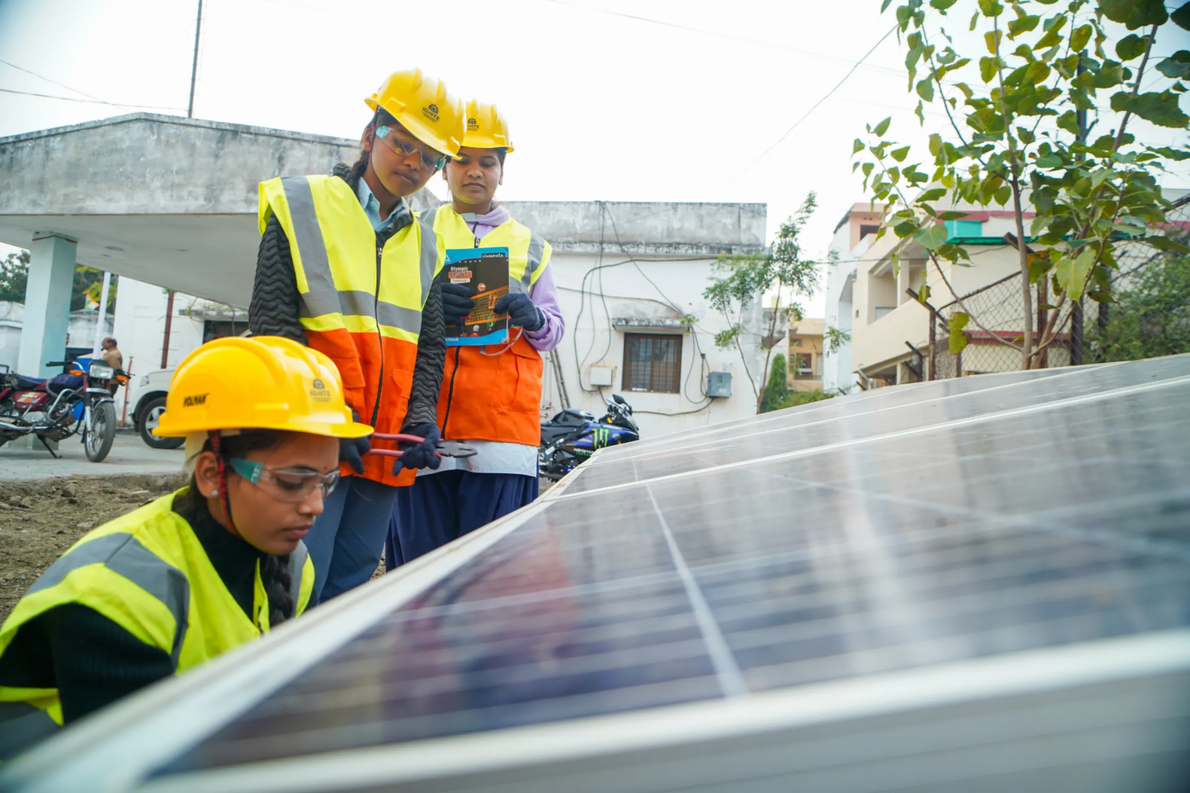 Students in solar energy training