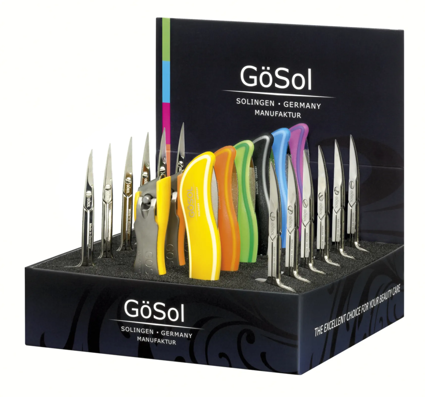 Nail Care Display GöSol with scissors, clippers, foldig nailfiles