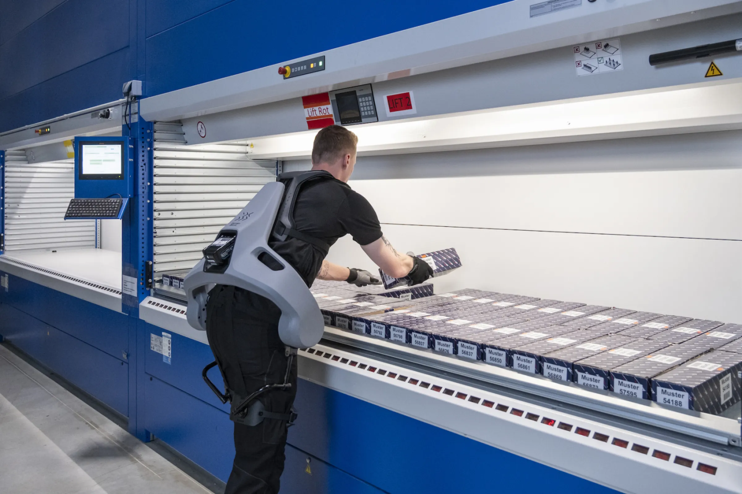 Augmenting human potential: The German Bionic Exia empowers logistics workers by taking the strain out of heavy lifting — making demanding jobs safer and more appealing.