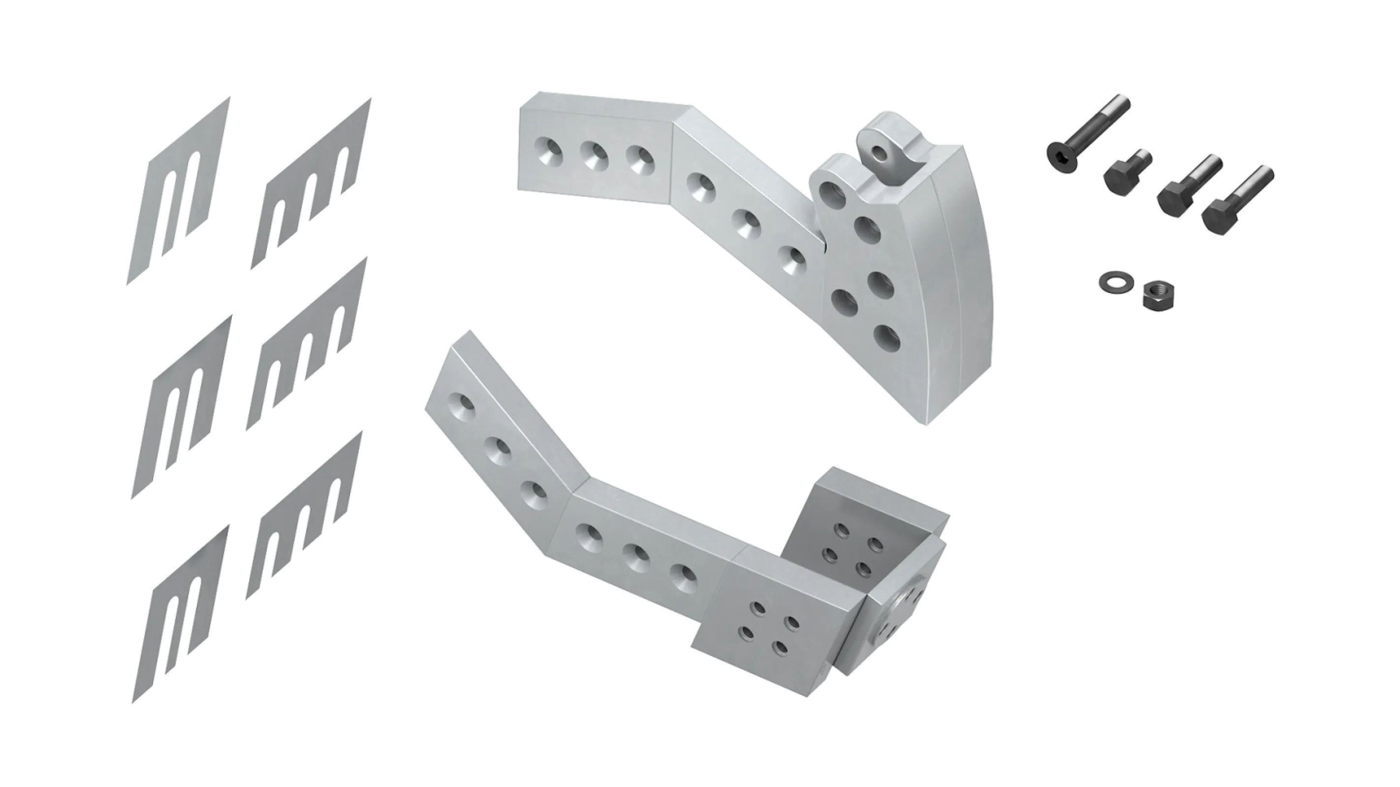 1 SET: Excavator shear blades with screws and shims