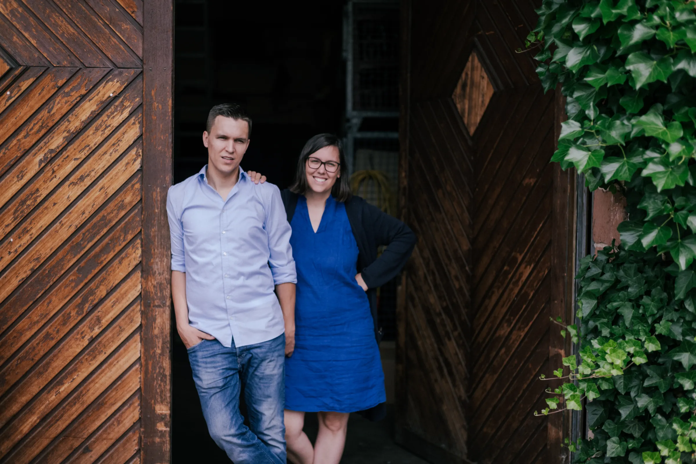 Winemaker David Hochdörffer with his sister Anna Ulrich.