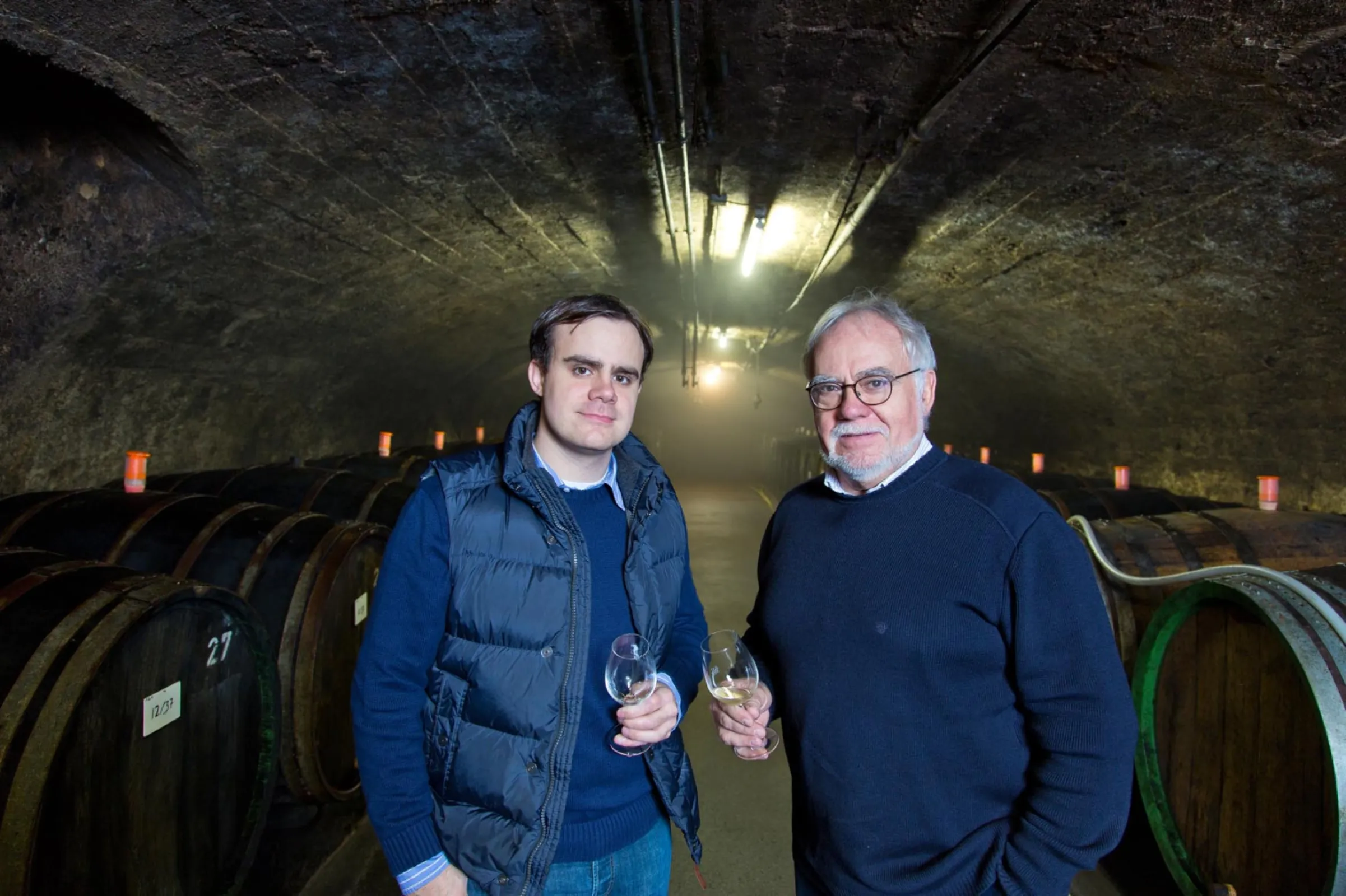 Dr. Dirk Richter and Constantin Richter in the cellar