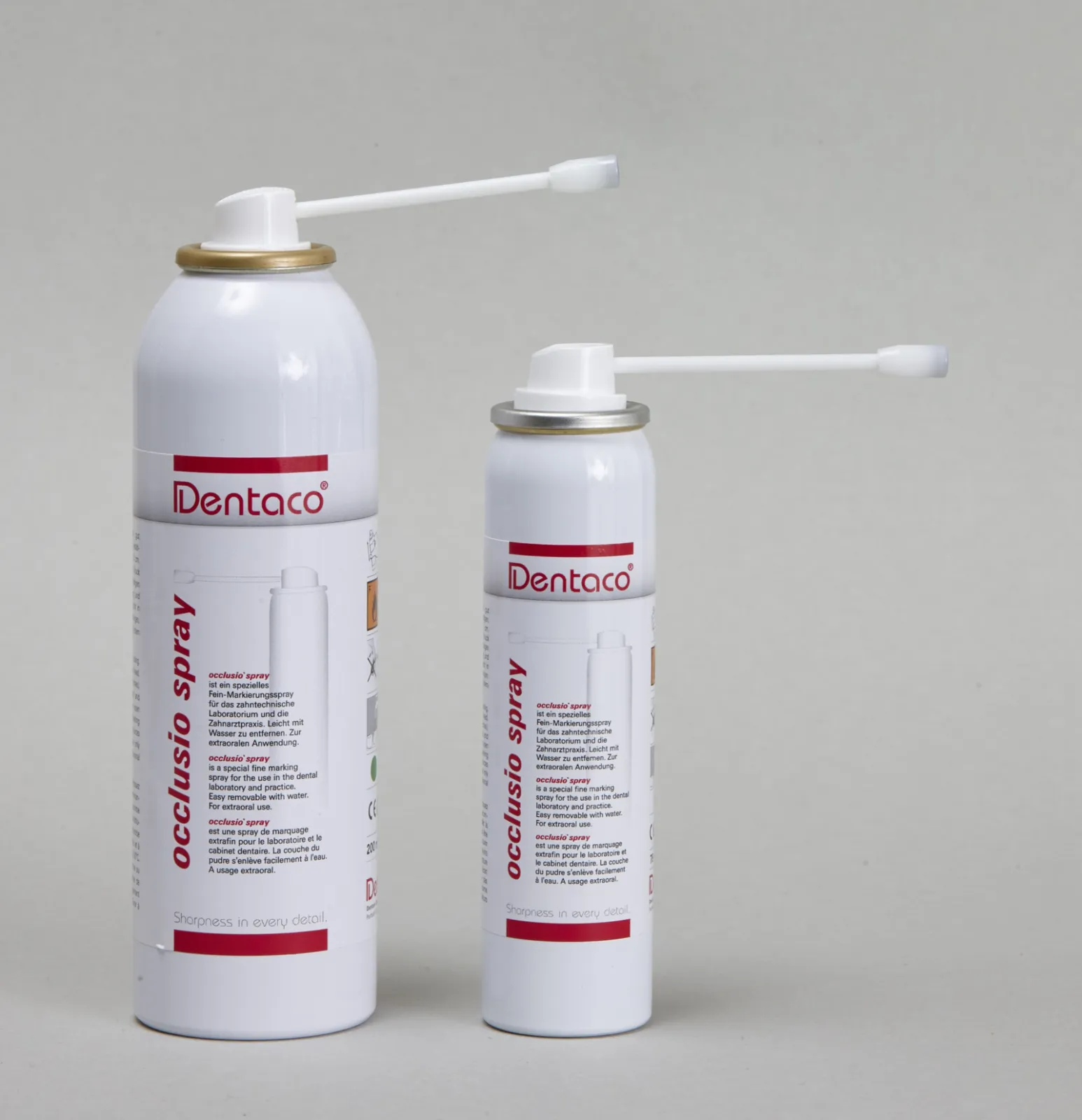 Occlusion spray, three colors, 2 can sizes (75 and 200 ml), with CE-mark (medical device) and without CE-mark