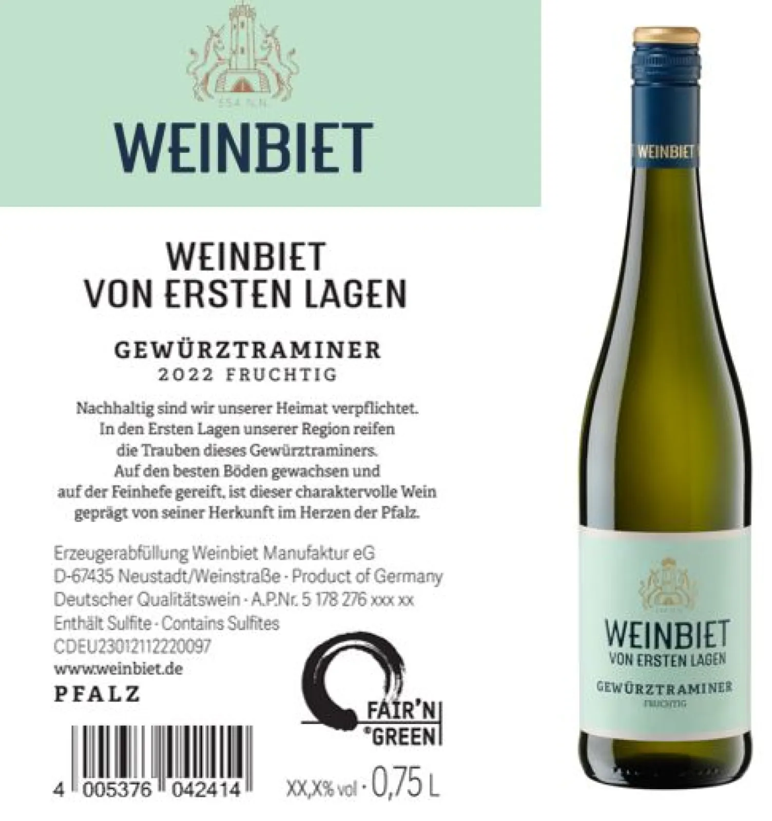 Gewürztraminer Von Ersten Lagen - Weinbiet are Fair N Green certified. Sustainable production is our heartbeat.