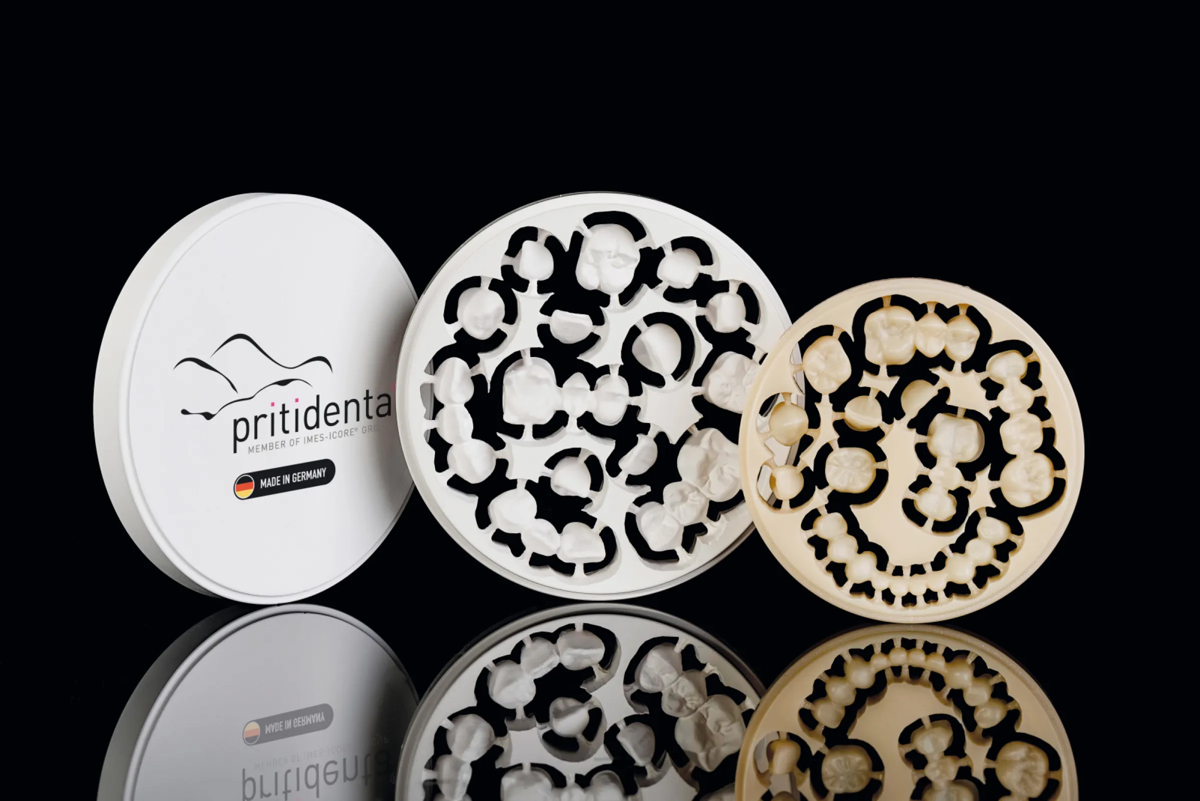 Unmilled priti®multidiscs ZrO₂ - milled priti®multidiscs ZrO₂ - sintered priti®multidiscs ZrO₂
