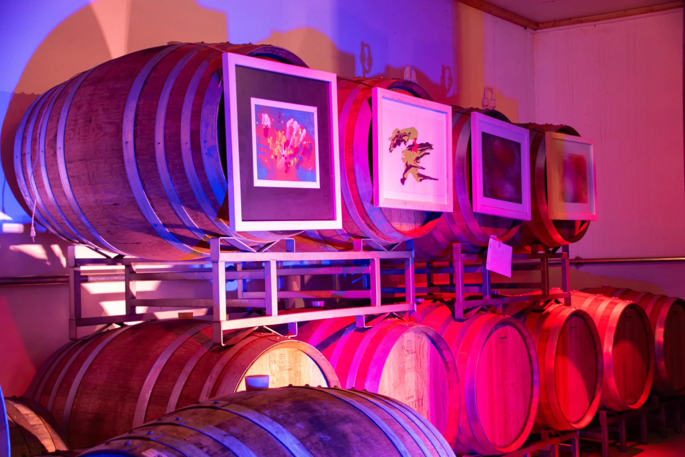 the cellar with an art exibition with art from people with disabilities