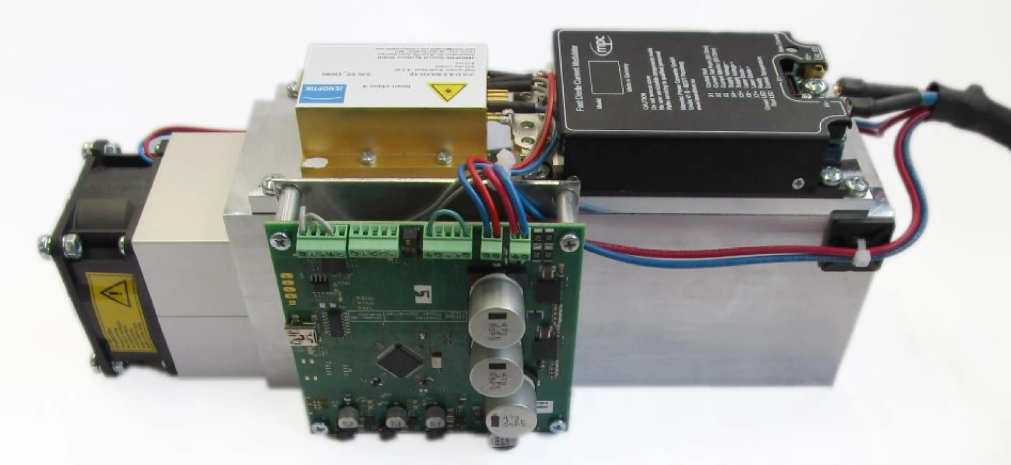 Set-Up with diode, fast driver, Peltierelement, TEC controller,  air cooler