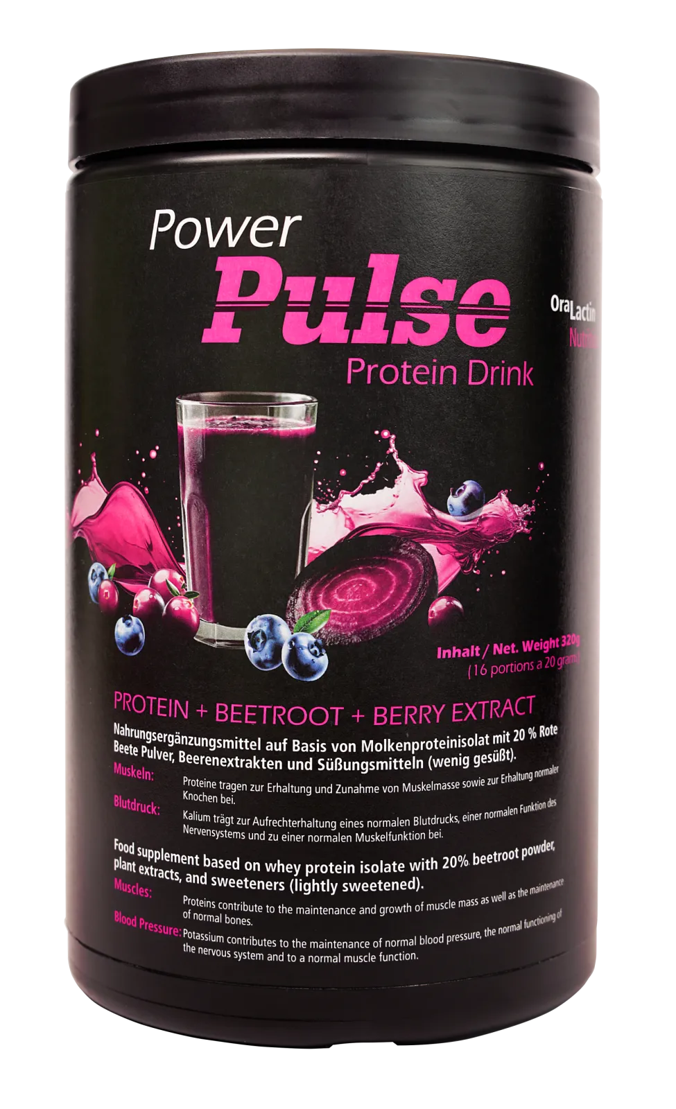 PowerPulse Protein Beet-Berries Health Drink for oral health, muscle preservation, blood pressure regulation.