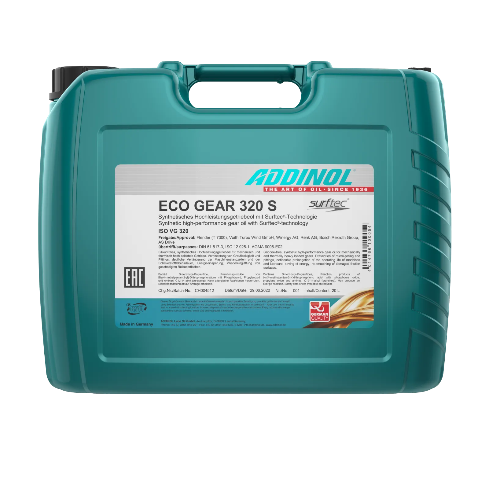 ADDINOL Eco Gear S is a silicone free high-performance gear oil based on synthetic components (PAO) and a specially developed additivation (Surftec® technology).