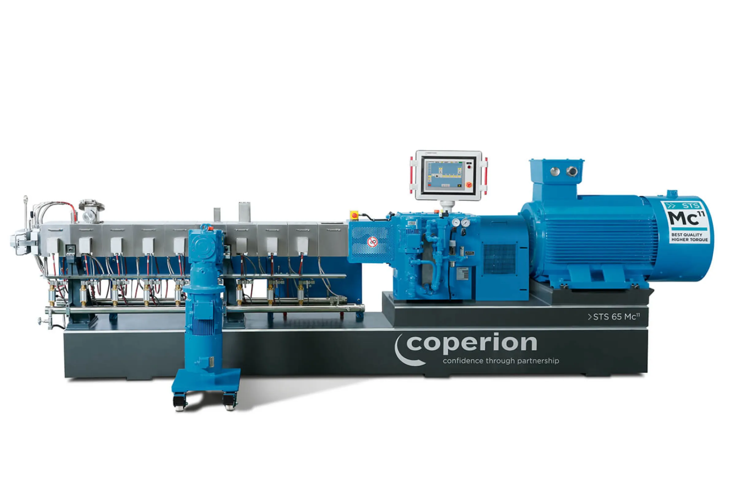 Twin screw compounder STS 65 Mc¹¹ with specific torque 11.3 Nm/cm³
