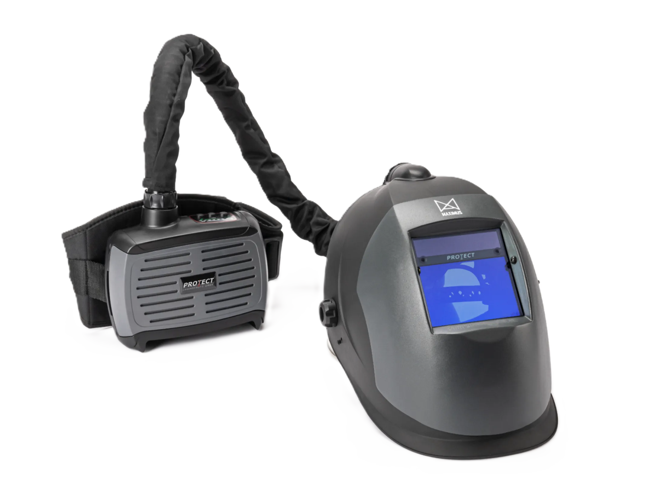 Laser welding helmet - MAXIMUS Trooper Air with PAPR System Laser welding helmet - MAXIMUS Trooper Air with PAPR System