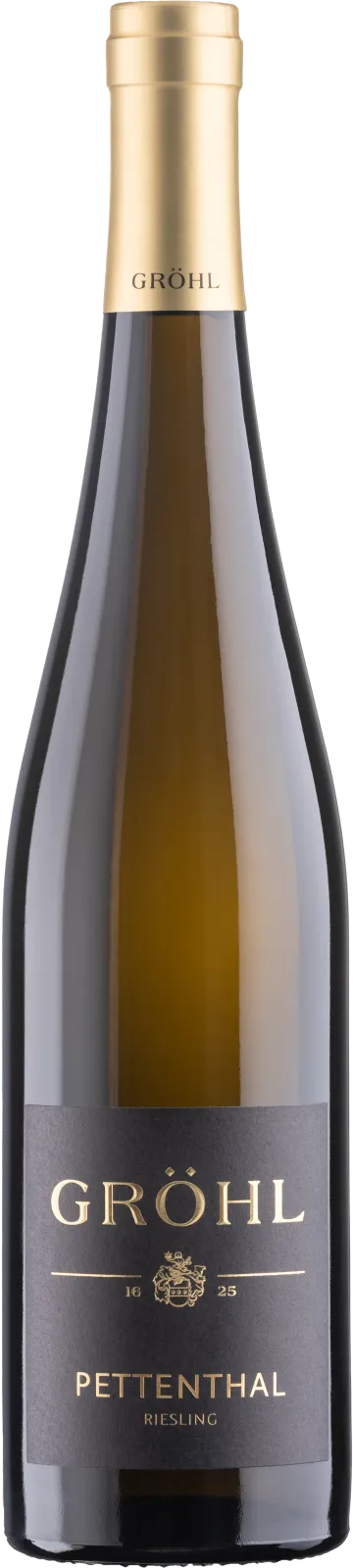 PETTENTHAL Niersteiner Riesling dry - A taut Riesling with a red thread, pure tension, rounded off with a hint of sea salt. Aromas of citrus fruits and stone fruits immediately fill your nose when you first sniff. On the palate, it shows a cool, aromatic profile. The stony and mineral character is complemented by a touch of sea salt. Grown on red sandstone; spontaneously fermented in stainless steel and small barrels, with 12 months of lees aging. Find more information here: https://weingut-groehl.de/weine/lagenweine/pettenthal-niersteiner-riesling-trocken