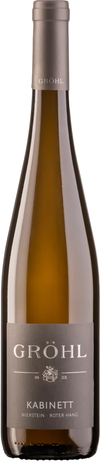 Niersteiner Riesling Kabinett Roter Hang - Complex herbal notes, juicy fruits, and its firm minerality make this Kabinett the ideal companion for fresh summer cuisine. With a perfectly balanced sweetness-acidity ratio, it shows vibrant freshness and excellent drinkability. Grown on red clay sandstone. Spontaneously fermented in stainless steel, fermentation stopped by cooling. Find more information here: https://weingut-groehl.de/weine/ortsweine/niersteiner-riesling-kabinett Niersteiner Riesling Kabinett Roter Hang - Complex herbal notes, juicy fruits, and its firm minerality make this Kabinett the ideal companion for fresh summer cuisine. With a perfectly balanced sweetness-acidity ratio, it shows vibrant freshness and excellent drinkability. Grown on red clay sandstone. Spontaneously fermented in stainless steel, fermentation stopped by cooling. Find more information here: https://weingut-groehl.de/weine/ortsweine/niersteiner-riesling-kabinett