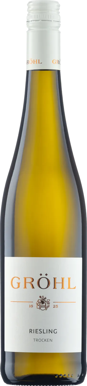 Riesling Dry - Vibrant and full of juiciness. Refreshing aromas of lime, green apple, and peach come through on the palate. The juiciness on the tongue begs for a second glass. Fermented in stainless steel. Find more information here: https://weingut-groehl.de/weine/gutsweine/riesling-trocken