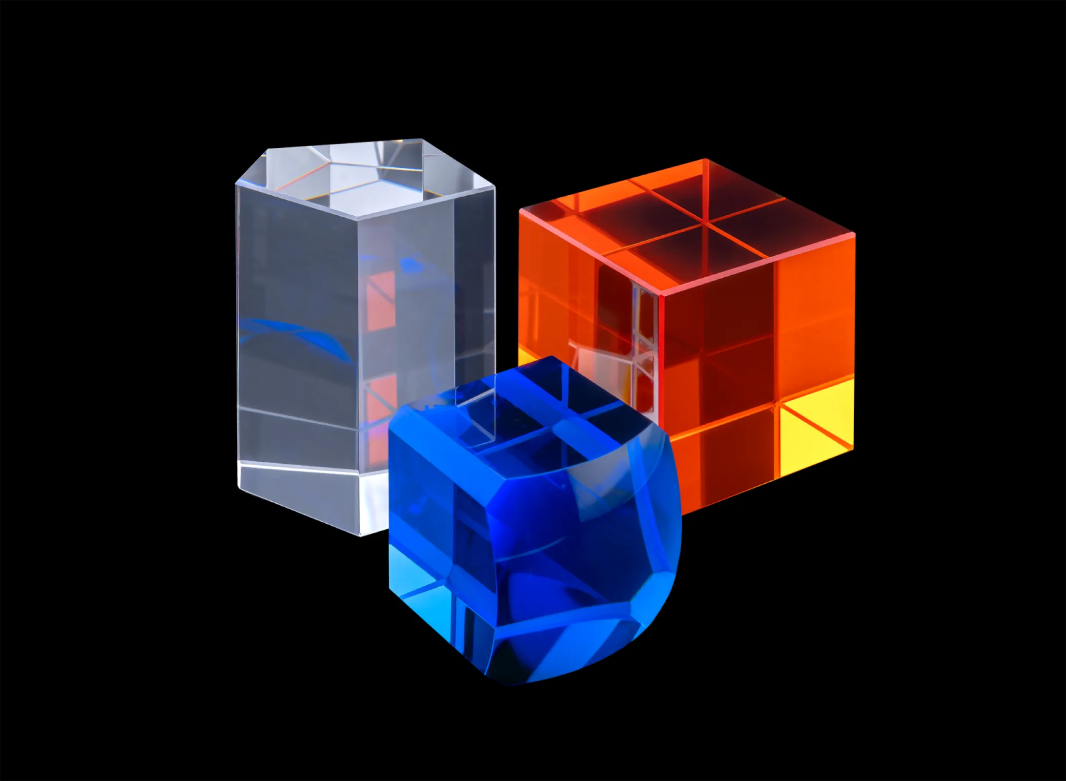 Freeform glass parts like prisms, blanks, round discs, bars, cutouts