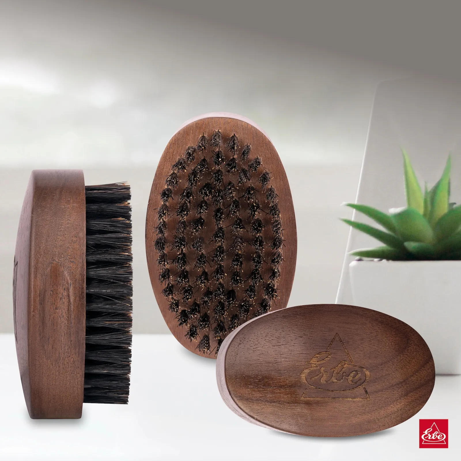 ERBE Beard and moustache brush | sandalwood | 8cm