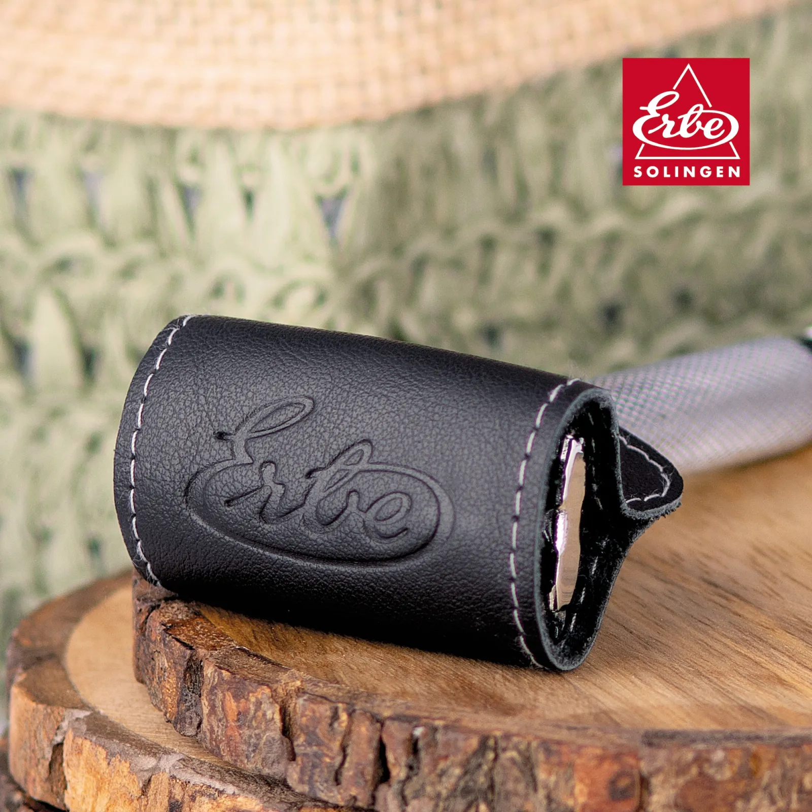 ERBE leather blade guard HANNIBAL | 5 x 10,5 cm for traditional and system shavers | snap button