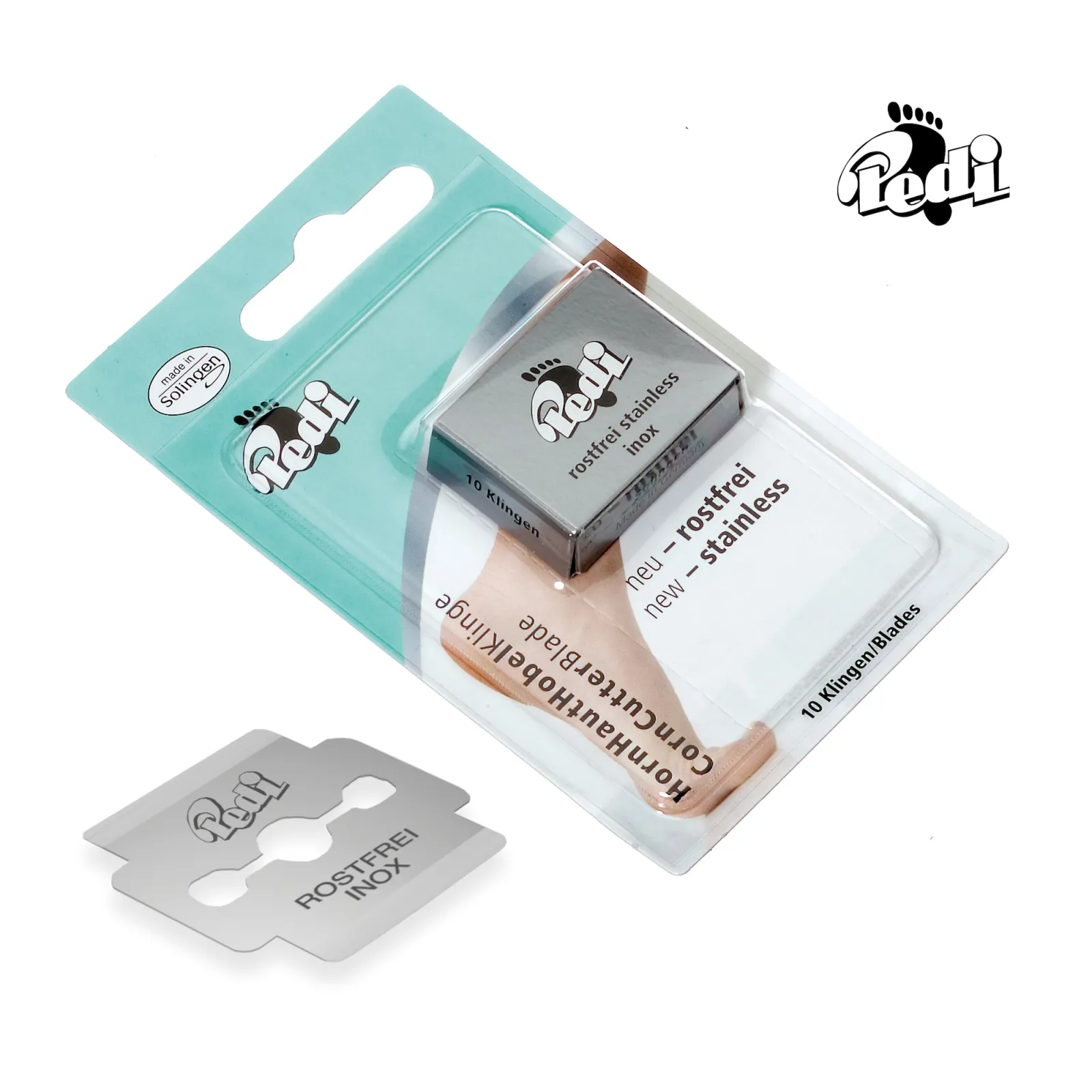 PEDI original stainless blade - the PEDI corn cutter blades are made of hygienic  stainless steel and are, as a result non-rusting.