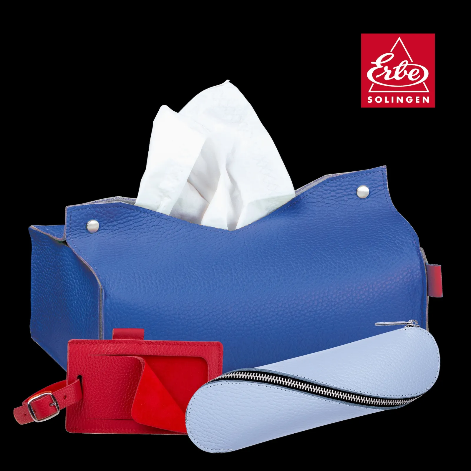 ERBE leather cosmetic tissue box & ERBE leather luggage tag & ERBE leather case