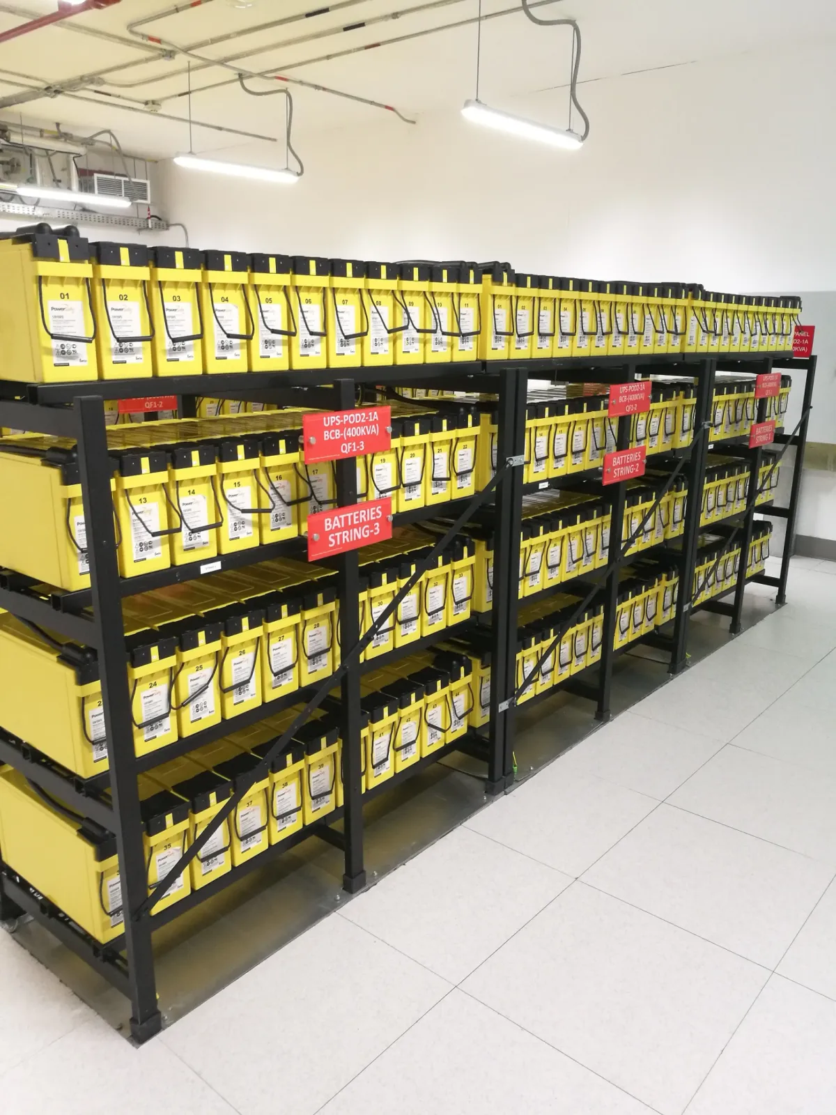 Multi-tier standard VRLA rack with batteries