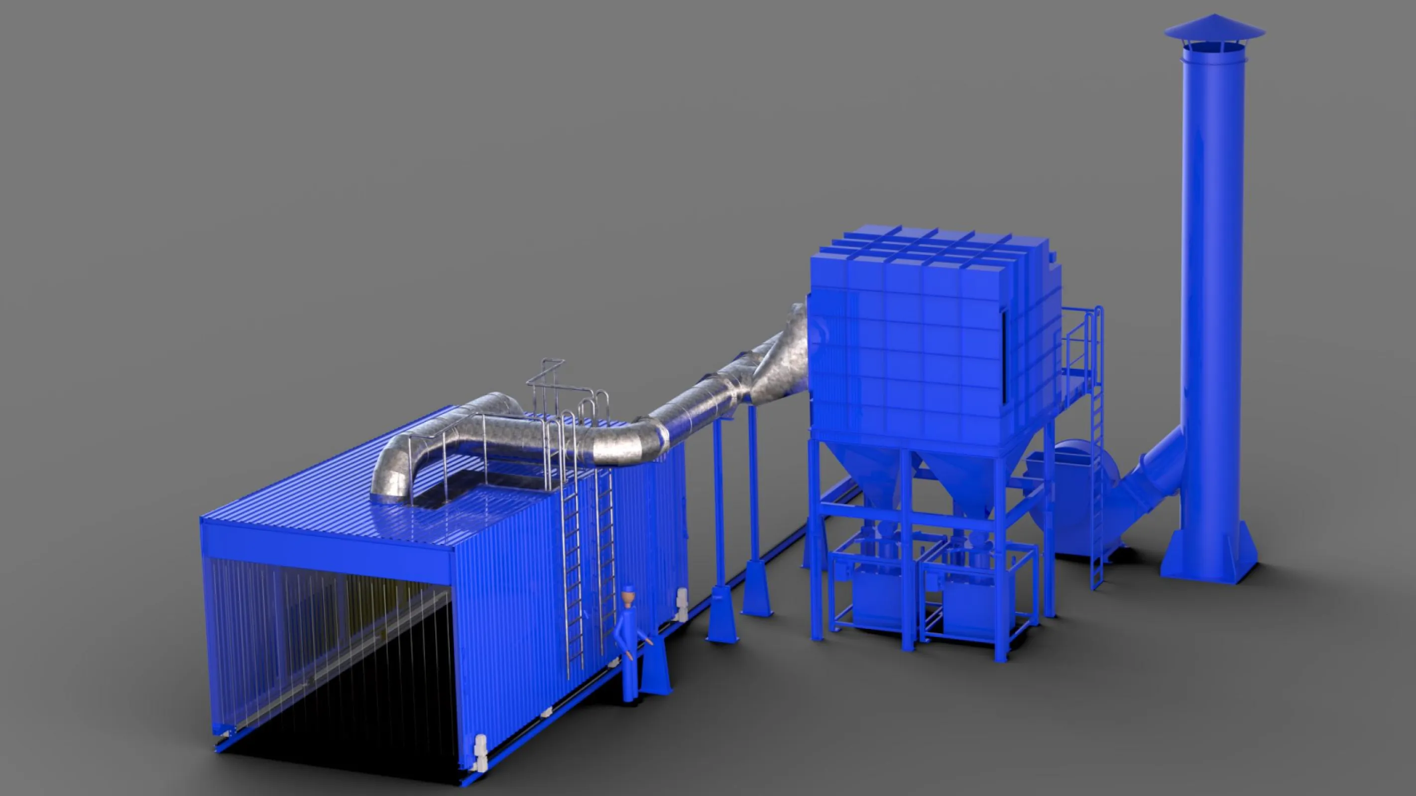 Movable smoke extraction hall for oxygen cutting 8x4 m