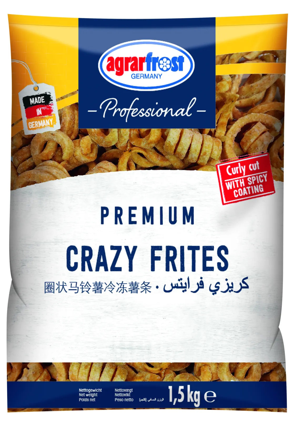 Crazy Frites, curly cut, premium quality, made in Germany