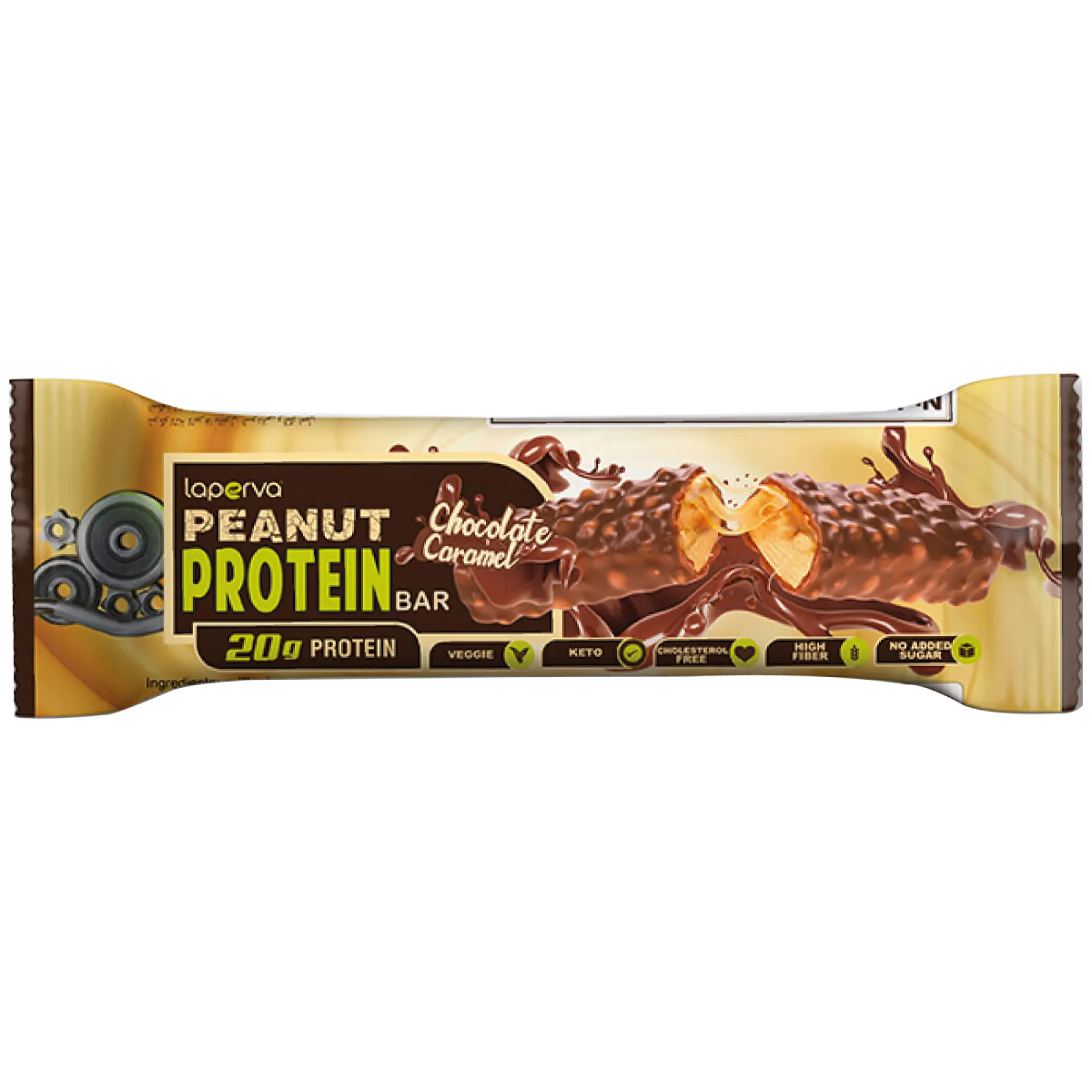 Laperva Peanut Protein Bar, 1 Bar, Chocolate Caramel, Veggie, High Fiber