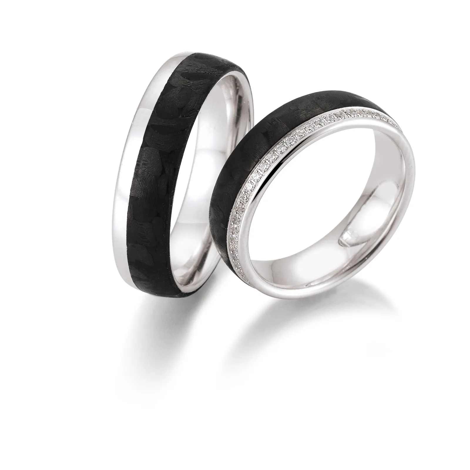 Wedding ring with carbon